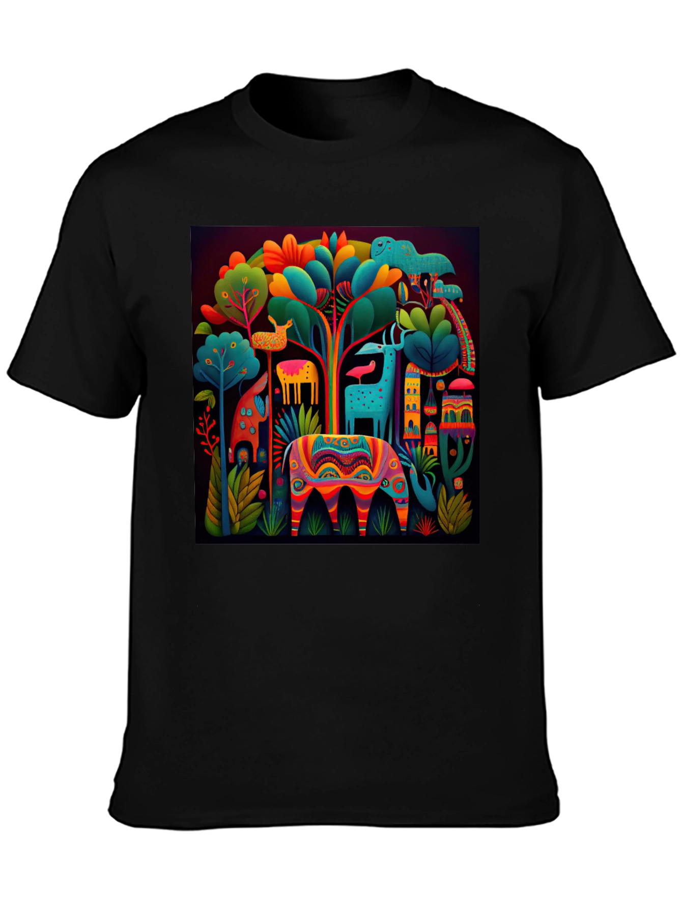 Black Vibrant Alebrije Graphic Tee - Unique Art Shirt view 3