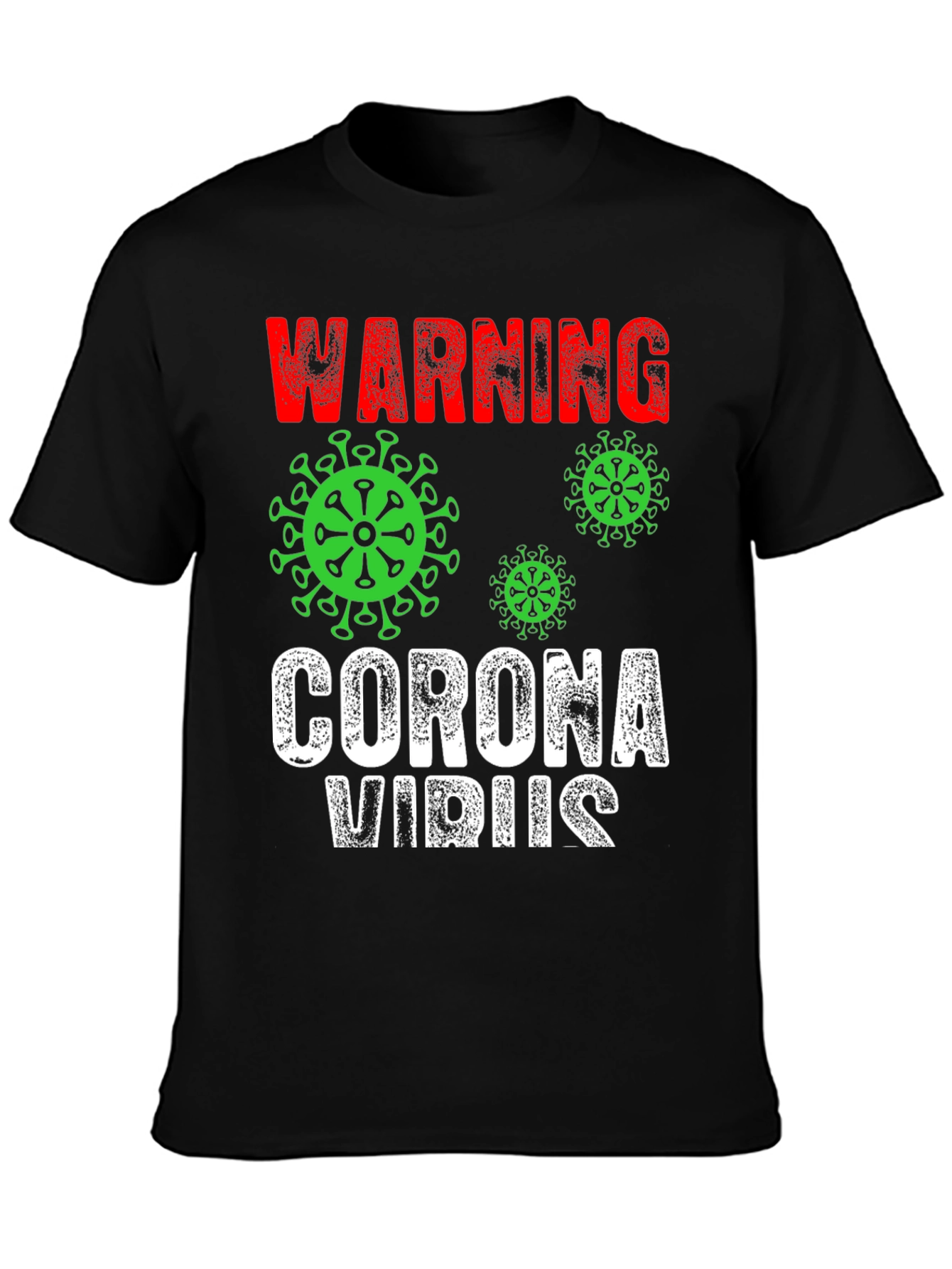 Black Warning Coronavirus T-Shirt Black Novelty Tee view 3