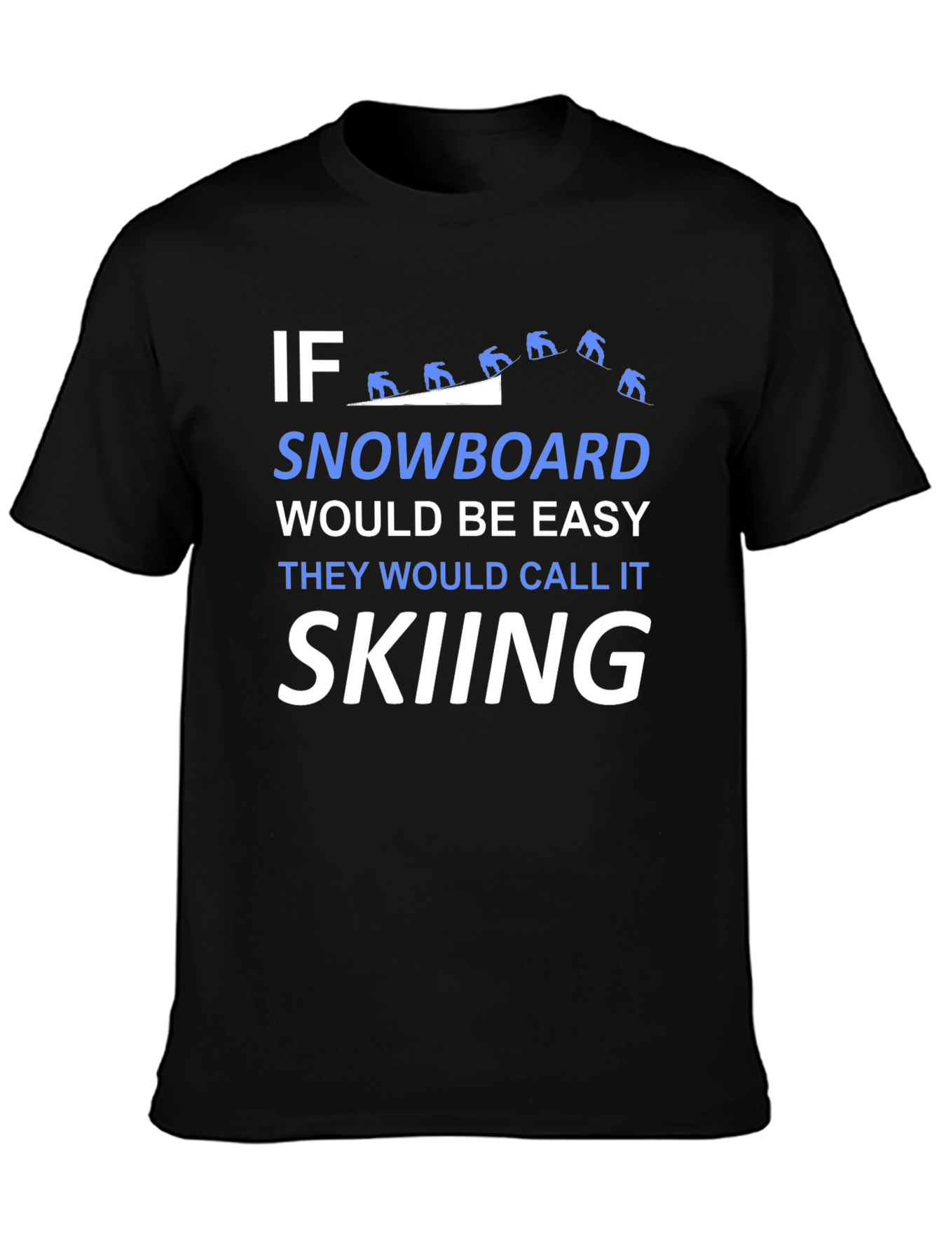 Black Snowboard vs Skiing T-Shirt - Black Graphic Tee view 3