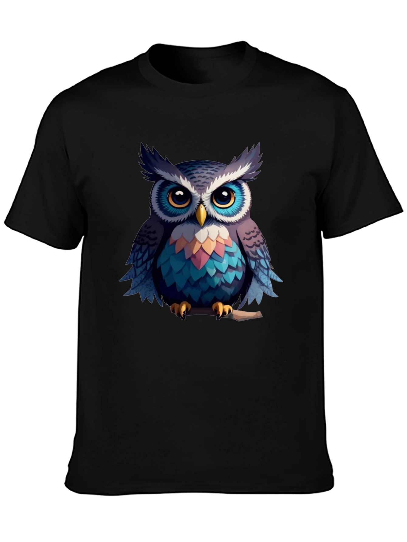 Black Owl Graphic Black T-Shirt - Men's Fashion Tee view 3