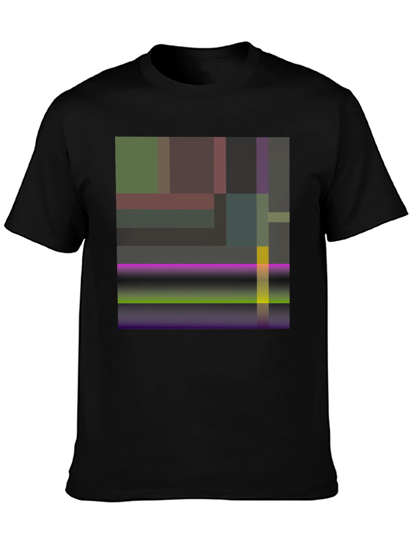 Black Abstract Geometric Art Black T-Shirt view 3