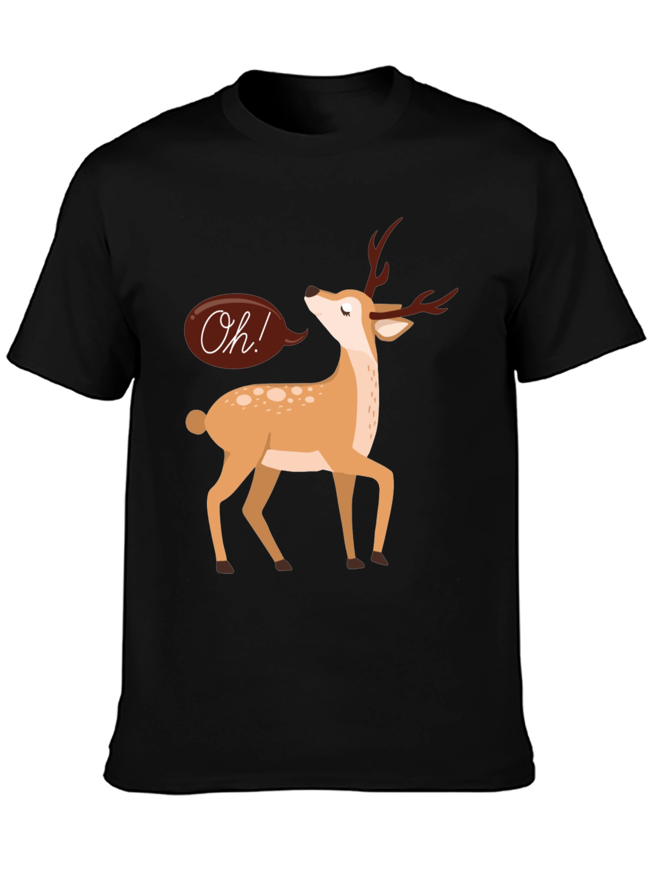 Black Oh Deer T-Shirt - Black Cotton Graphic Tee view 3