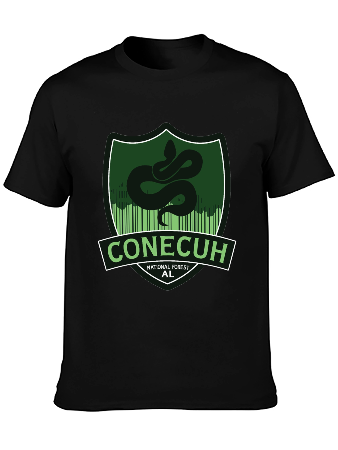 Black Conecuh National Forest Snake Graphic T-Shirt view 3