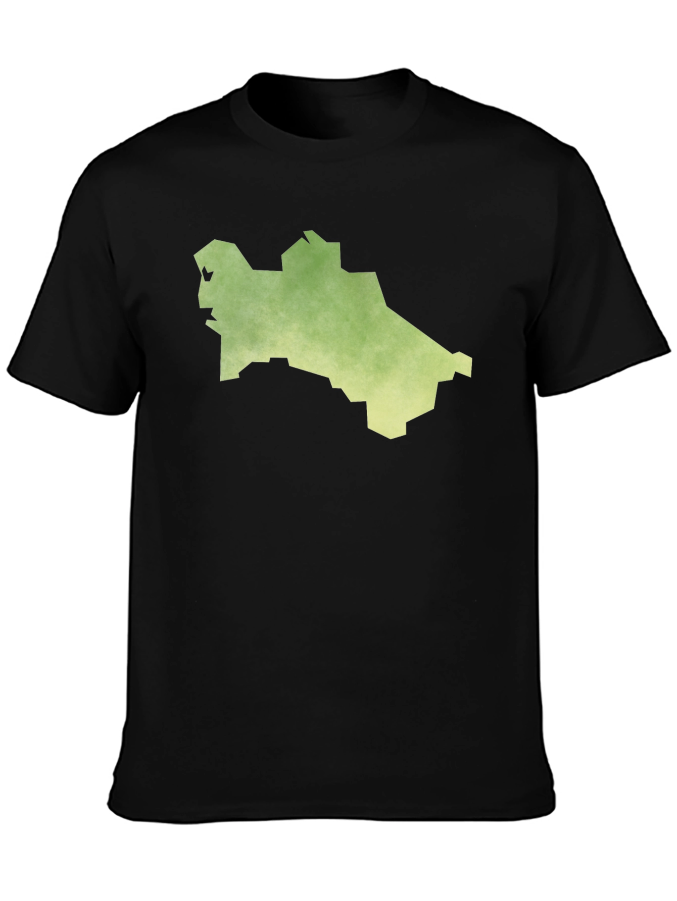 Black Turkmenistan Map T-Shirt - Black Cotton Tee view 3