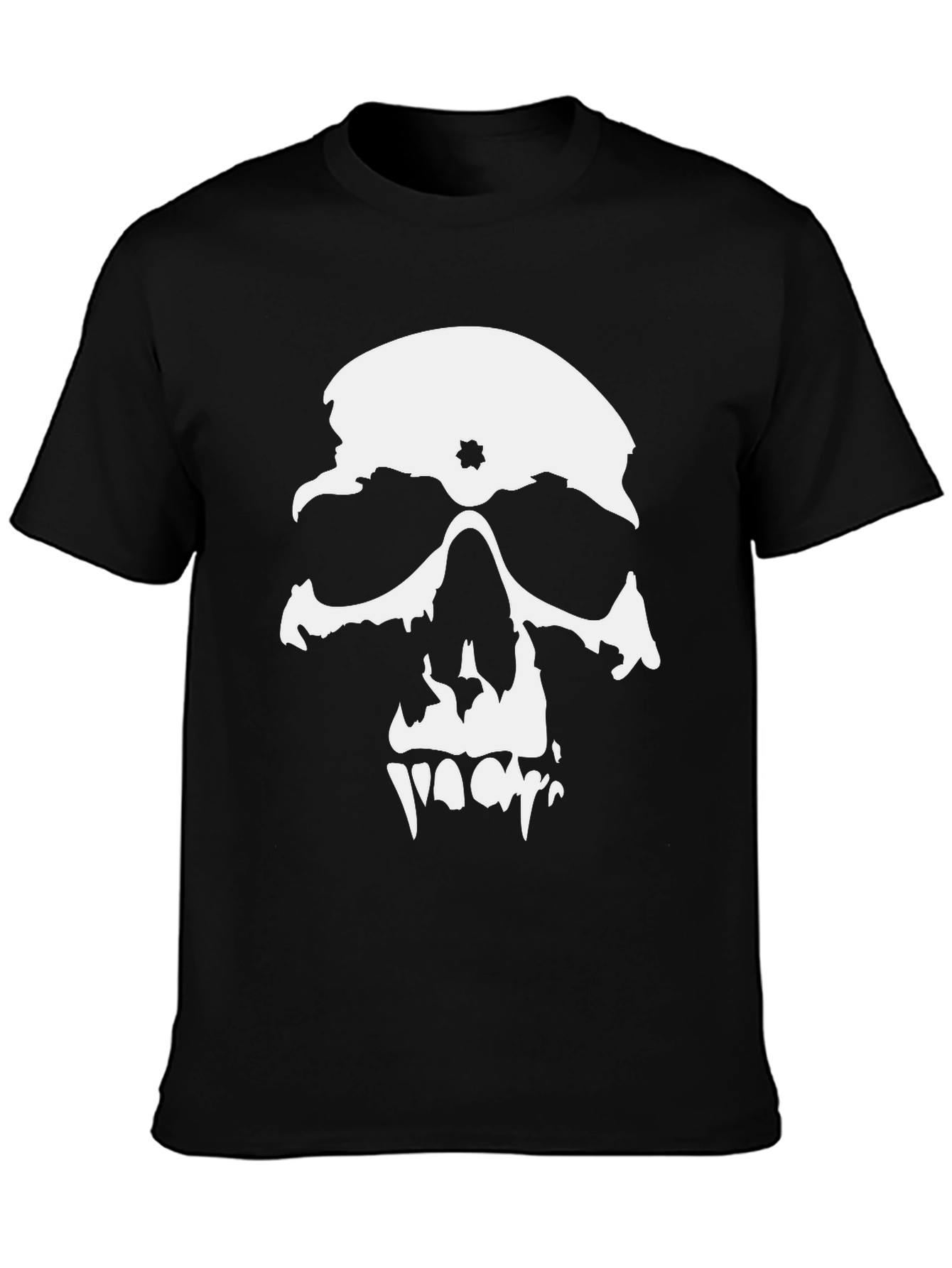 Black Skull Graphic Print Black T-Shirt view 3