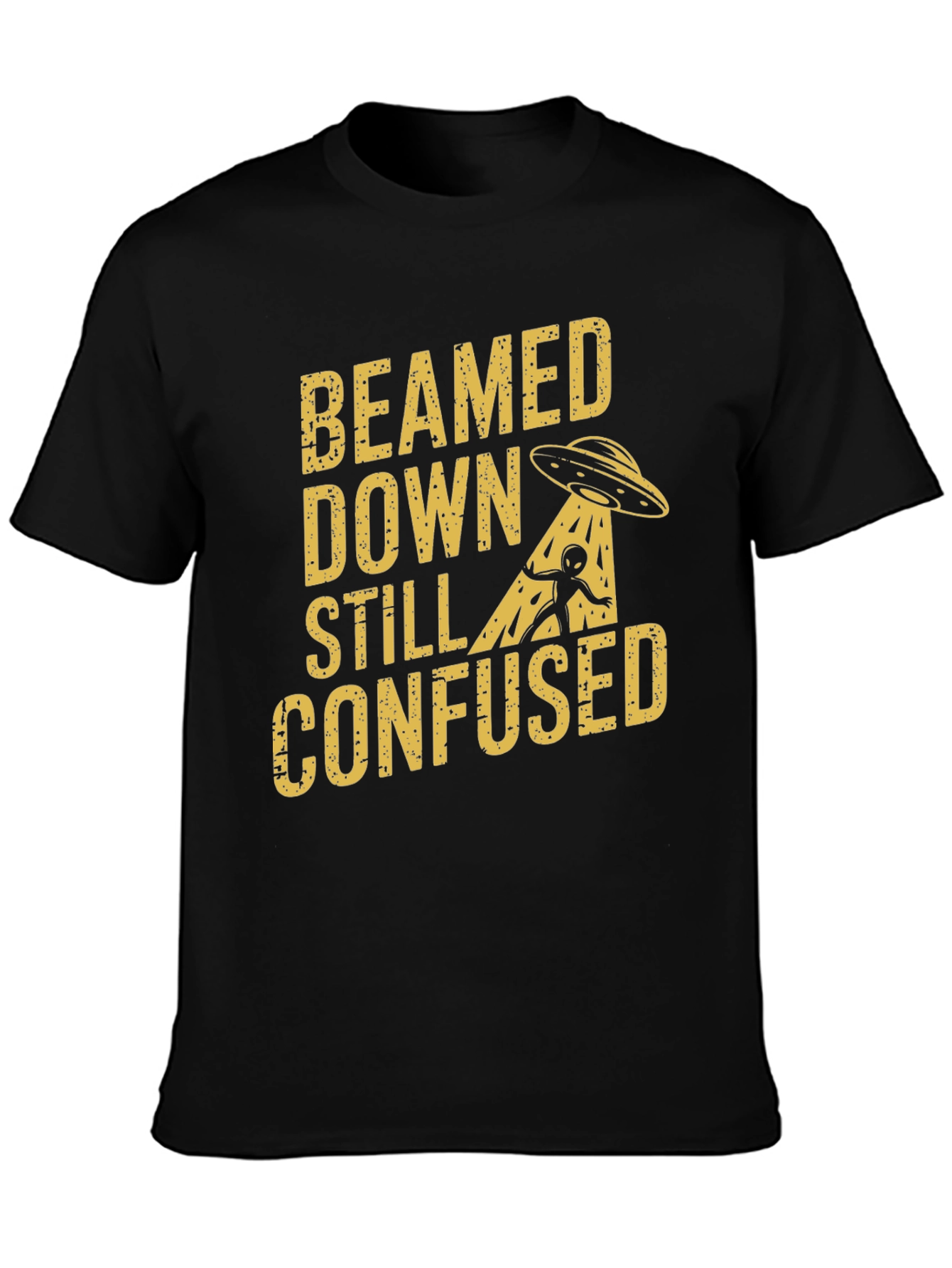 Black Beamed Down Still Confused Graphic T-Shirt - Black view 3