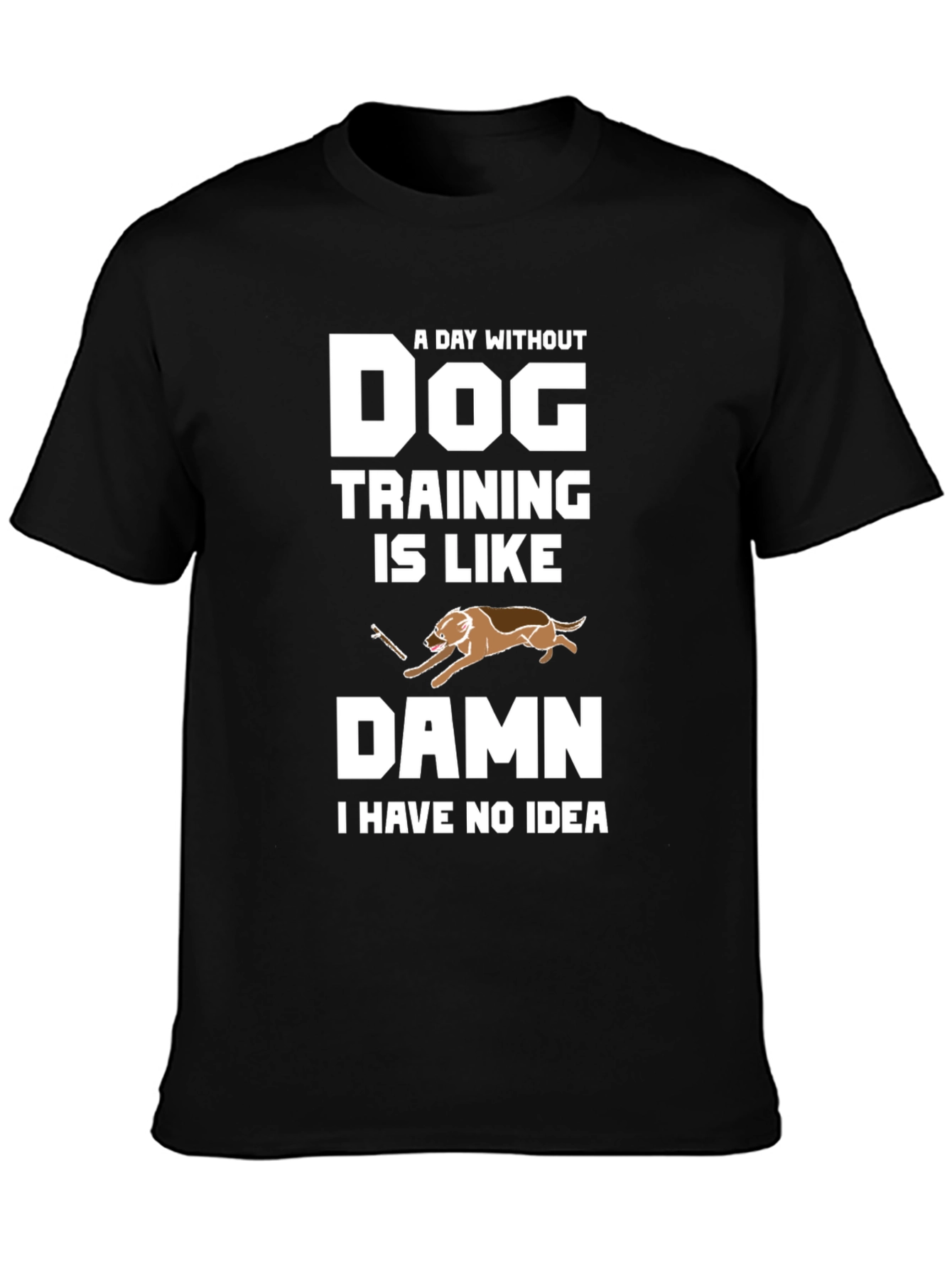 Black Funny Dog Training T-Shirt view 3