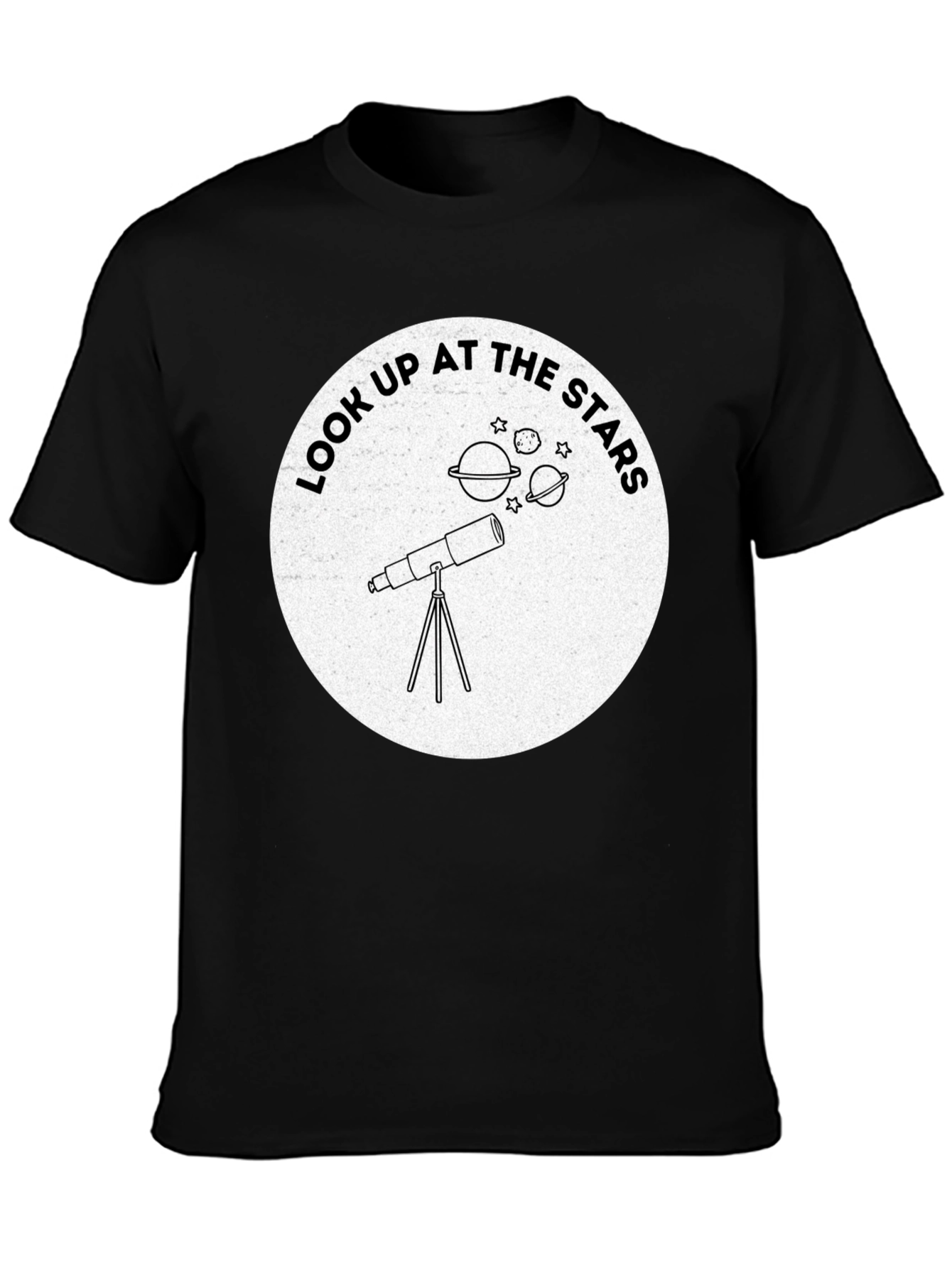 Black Look Up At The Stars Telescope Graphic Tee view 3