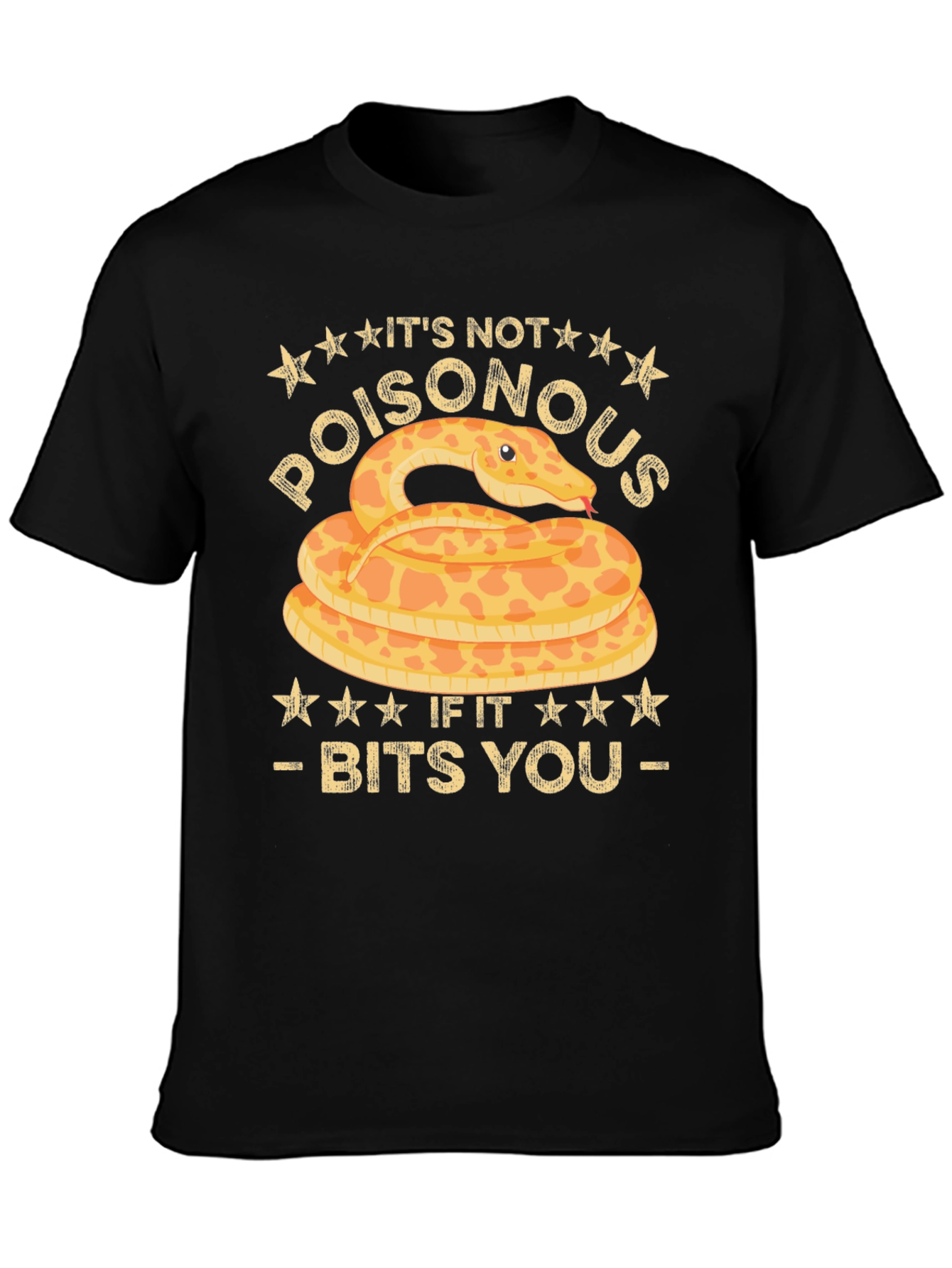 Black Funny Snake Bites T-Shirt - It's Not Poisonous view 3