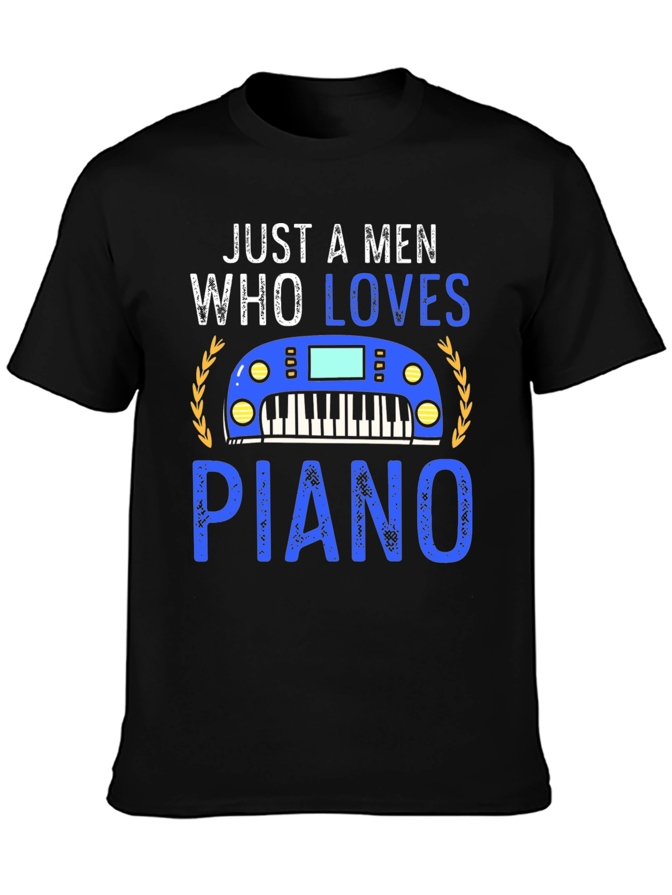 Black Just a Man Who Loves Piano Black T-Shirt view 3