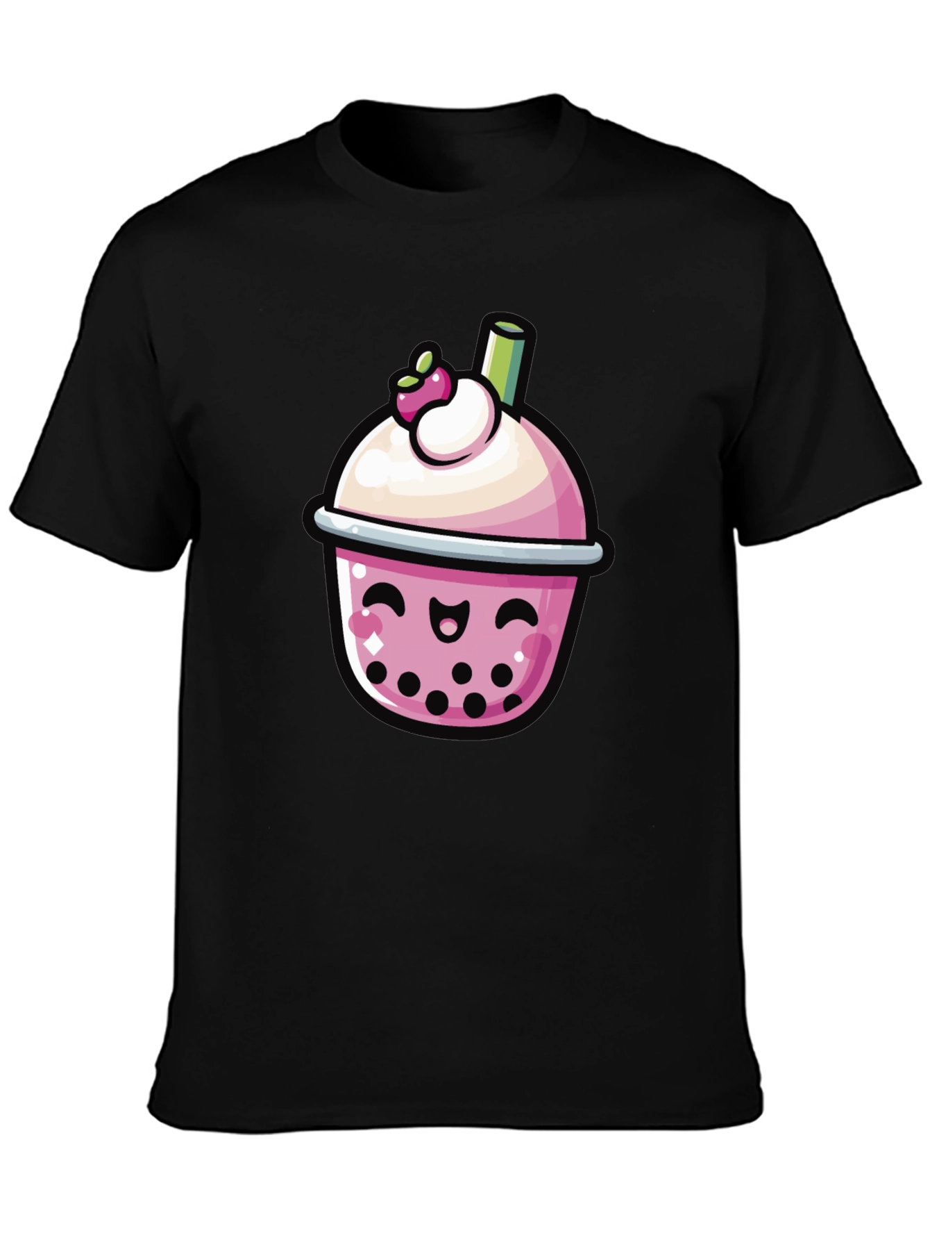 Black Kawaii Boba Tea Graphic Tee - Black view 3