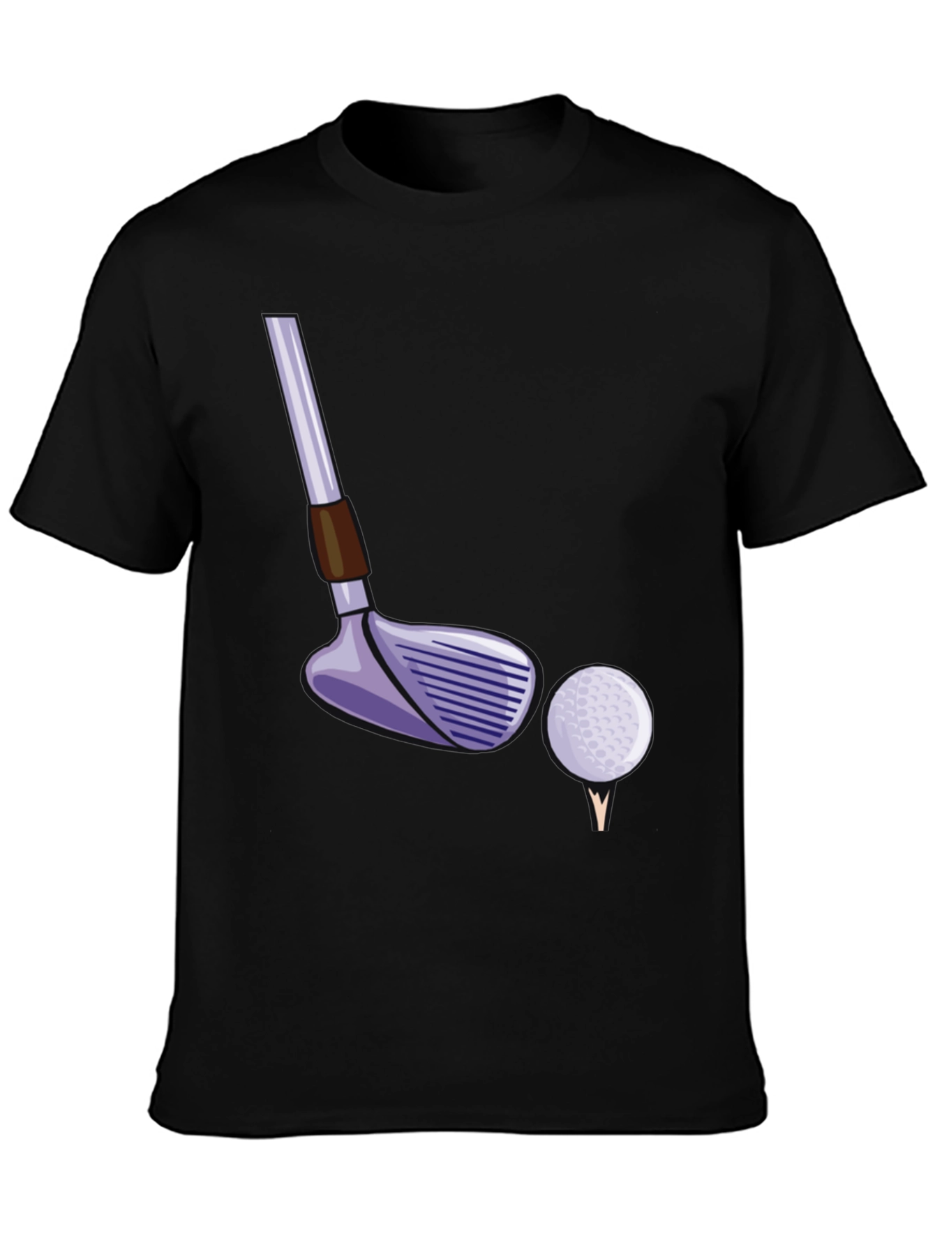 Black Golf Club and Ball T-Shirt - Black Tee view 3