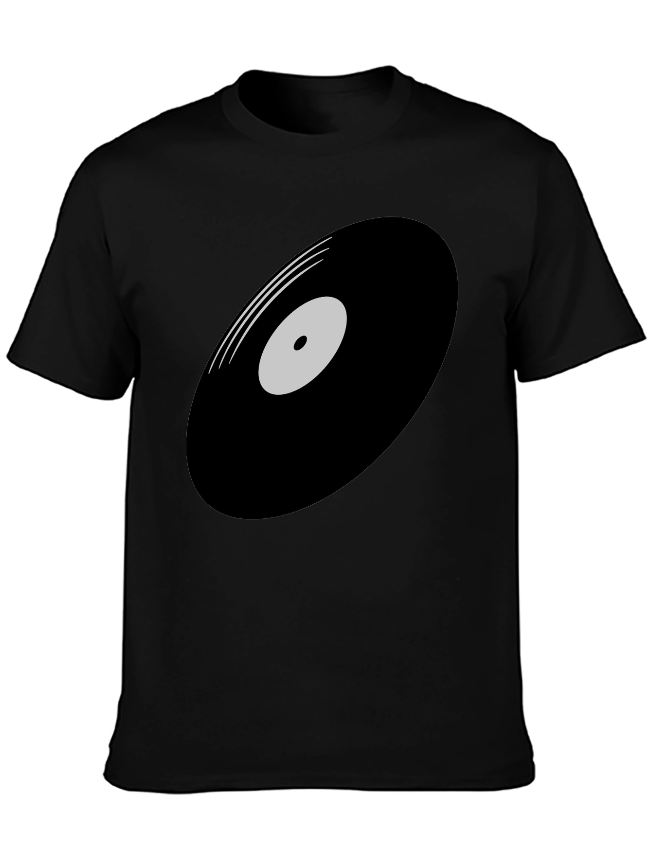 Black Retro Vinyl Record Graphic T-Shirt - Black view 3