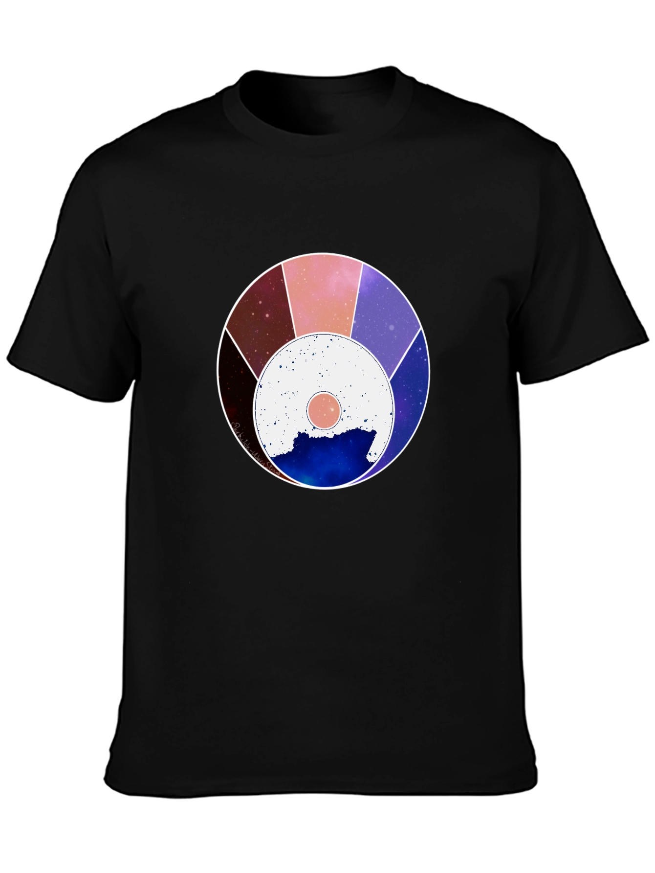 Black Cosmic Wheel Graphic Black Tee - Unisex view 3