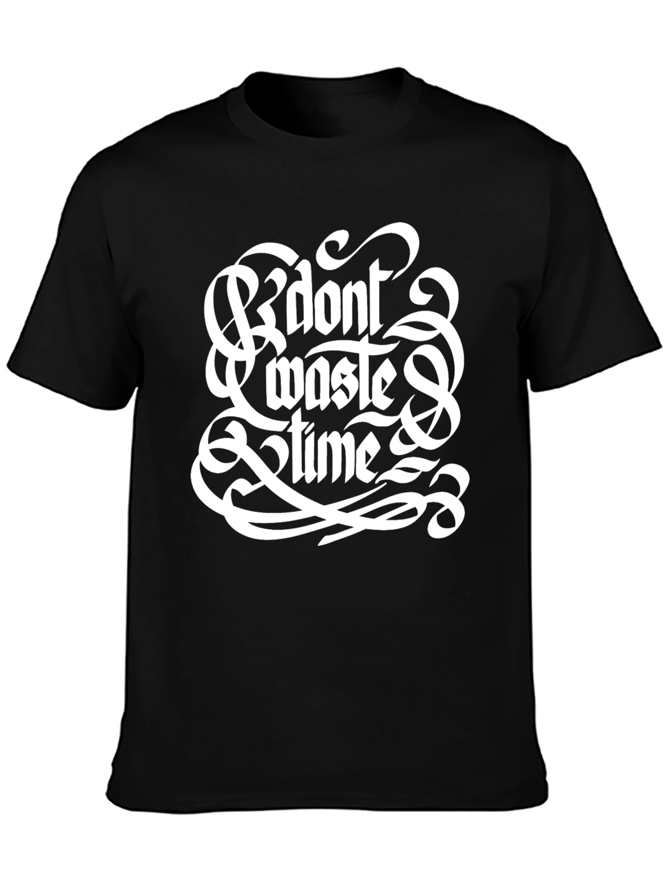 Black Don't Waste Time Black Graphic Tee view 3