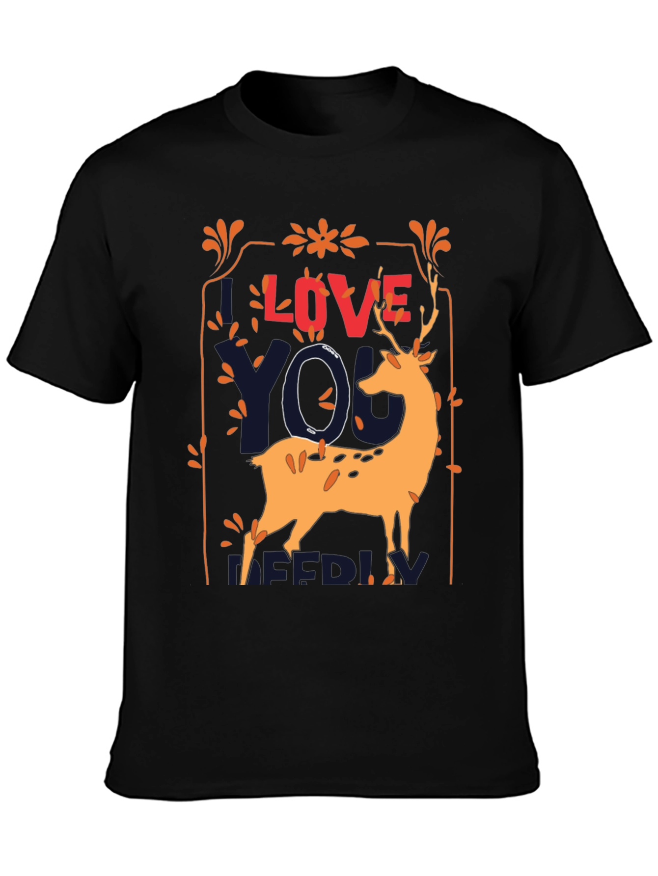 Black Love You Deerly Graphic Tee view 3