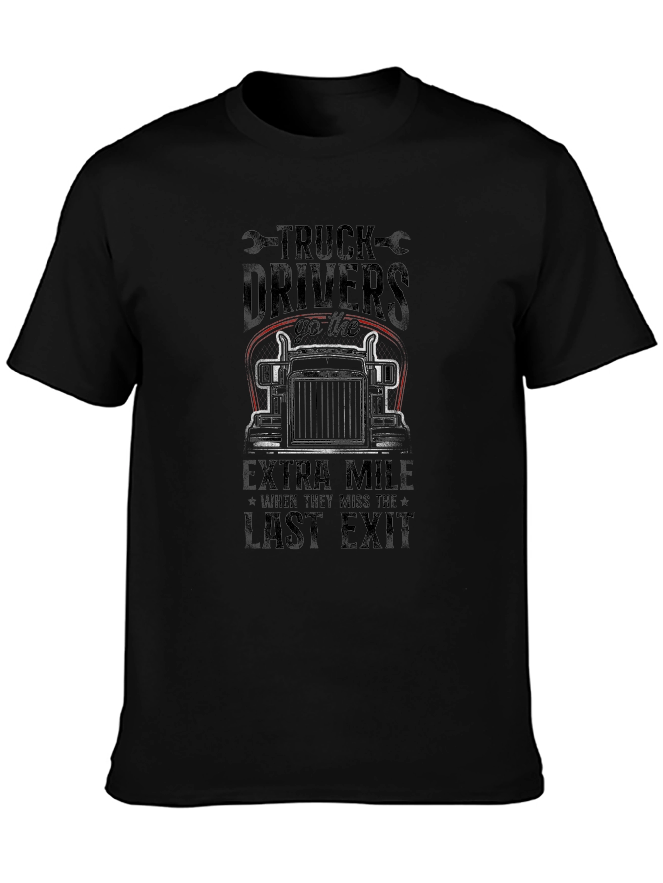 Black Truck Driver Extra Mile Graphic Tee view 3