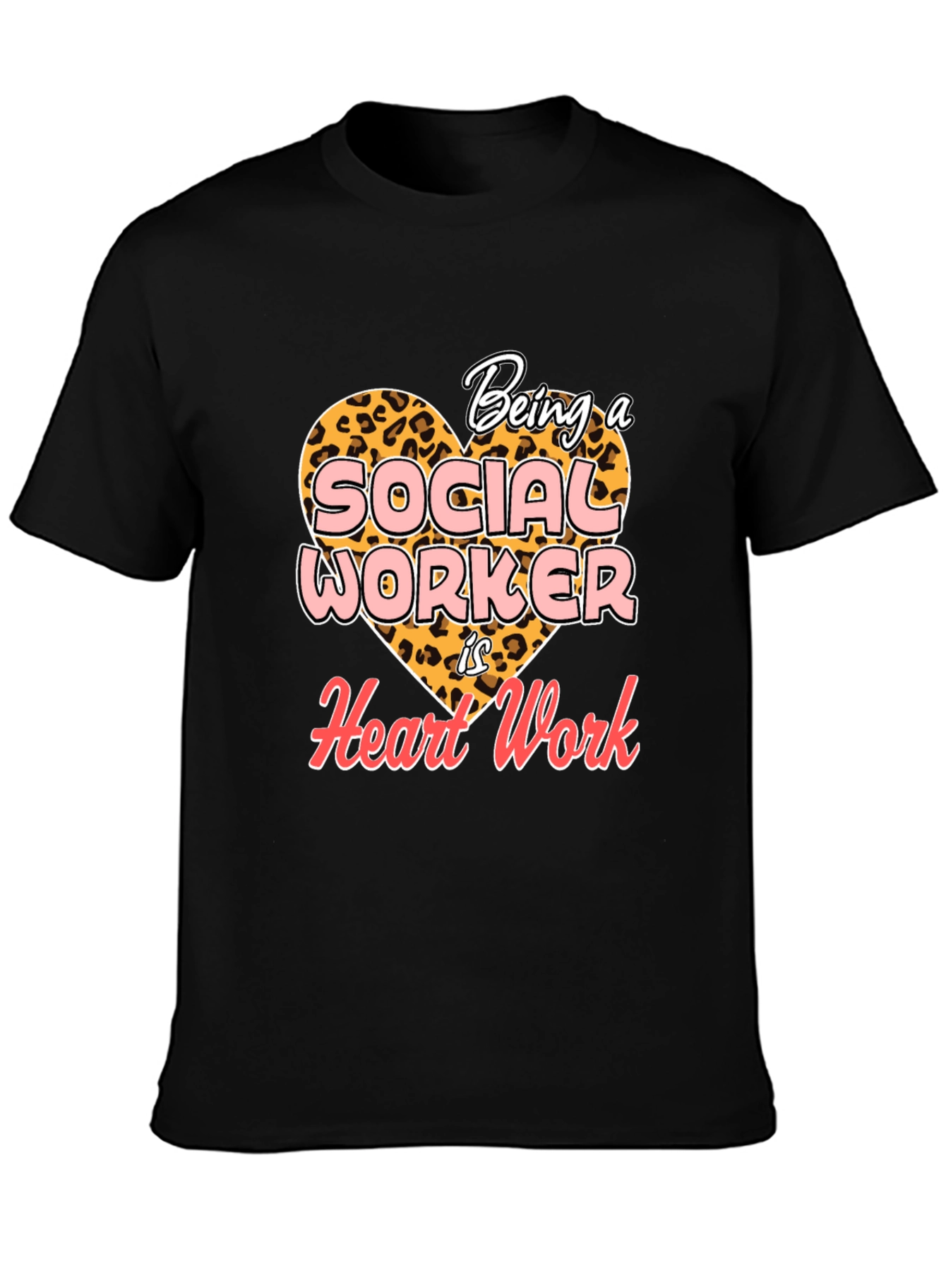 Black Social Worker Heart Work T-Shirt - Black view 3