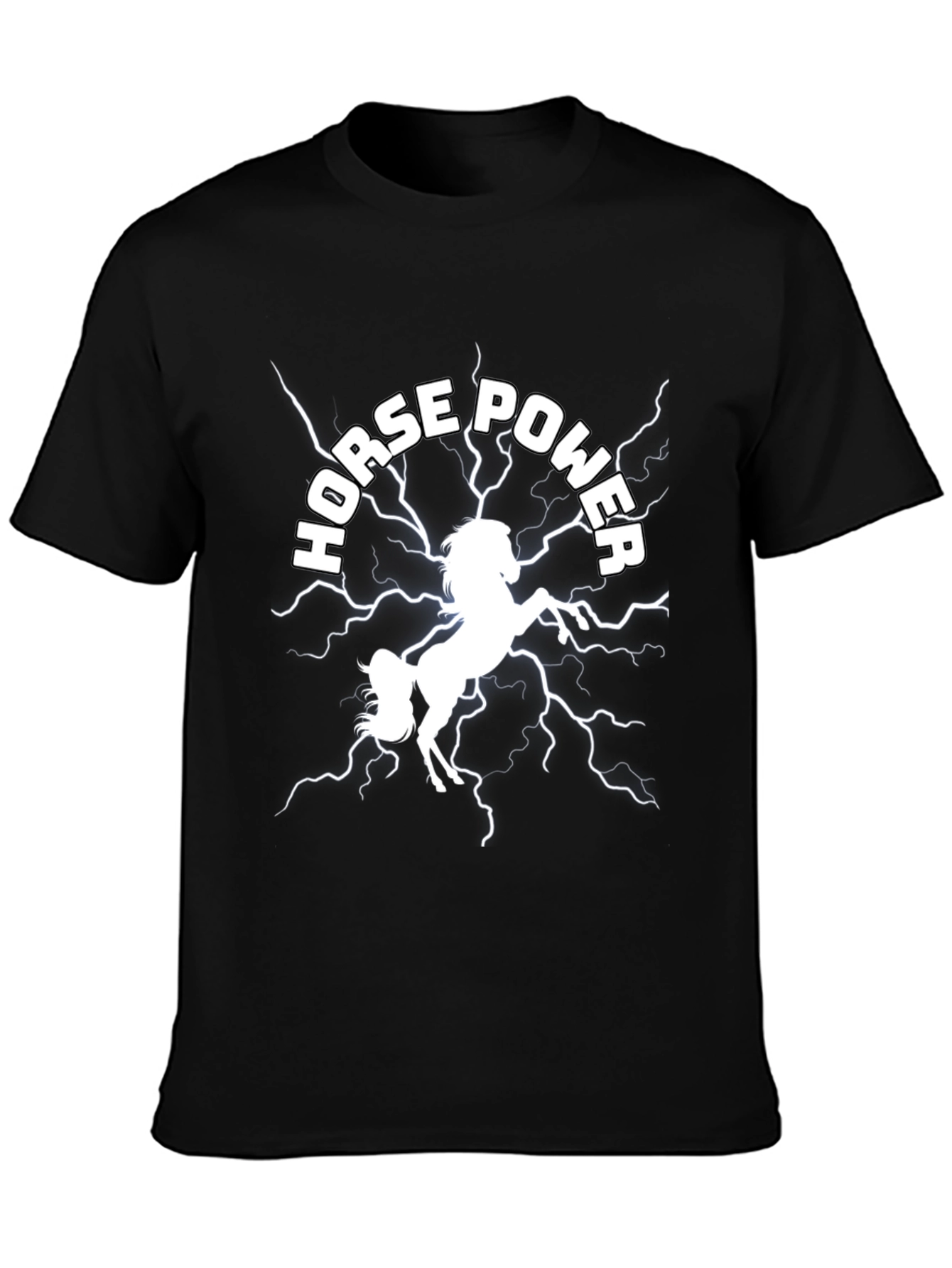 Black Horsepower Graphic Tee - Black Cotton T-Shirt view 3