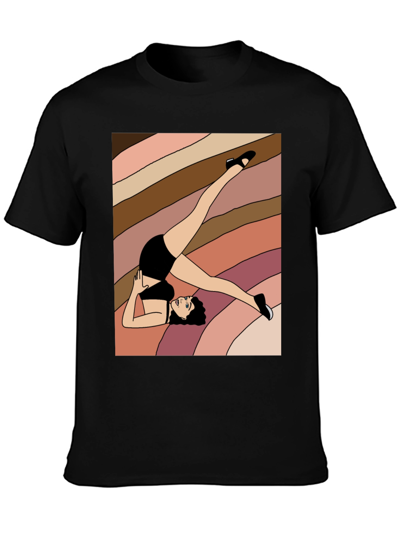 Black Retro Pilates Pose Graphic Tee view 3