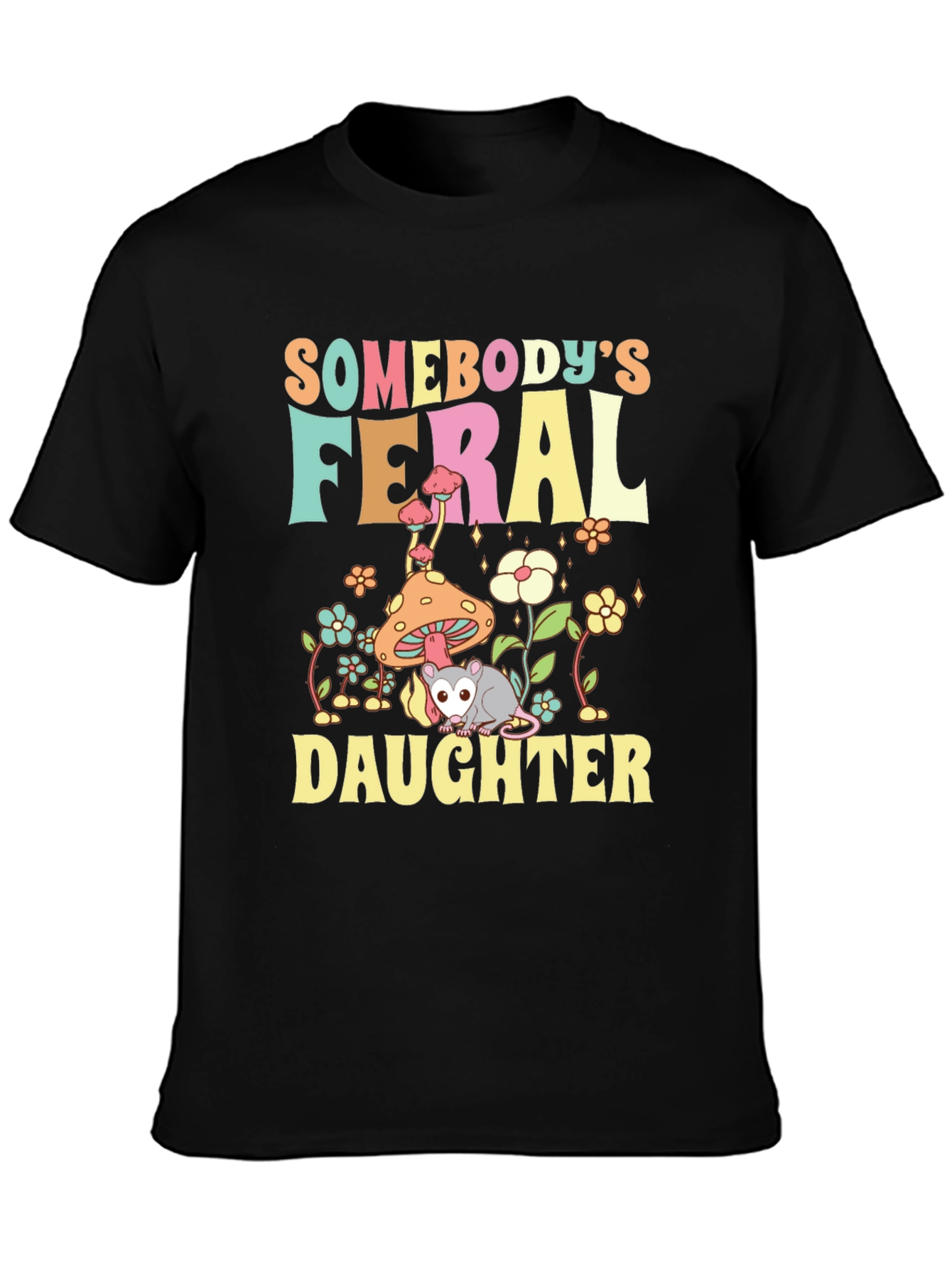 Black Somebody's Feral Daughter Graphic Tee view 3