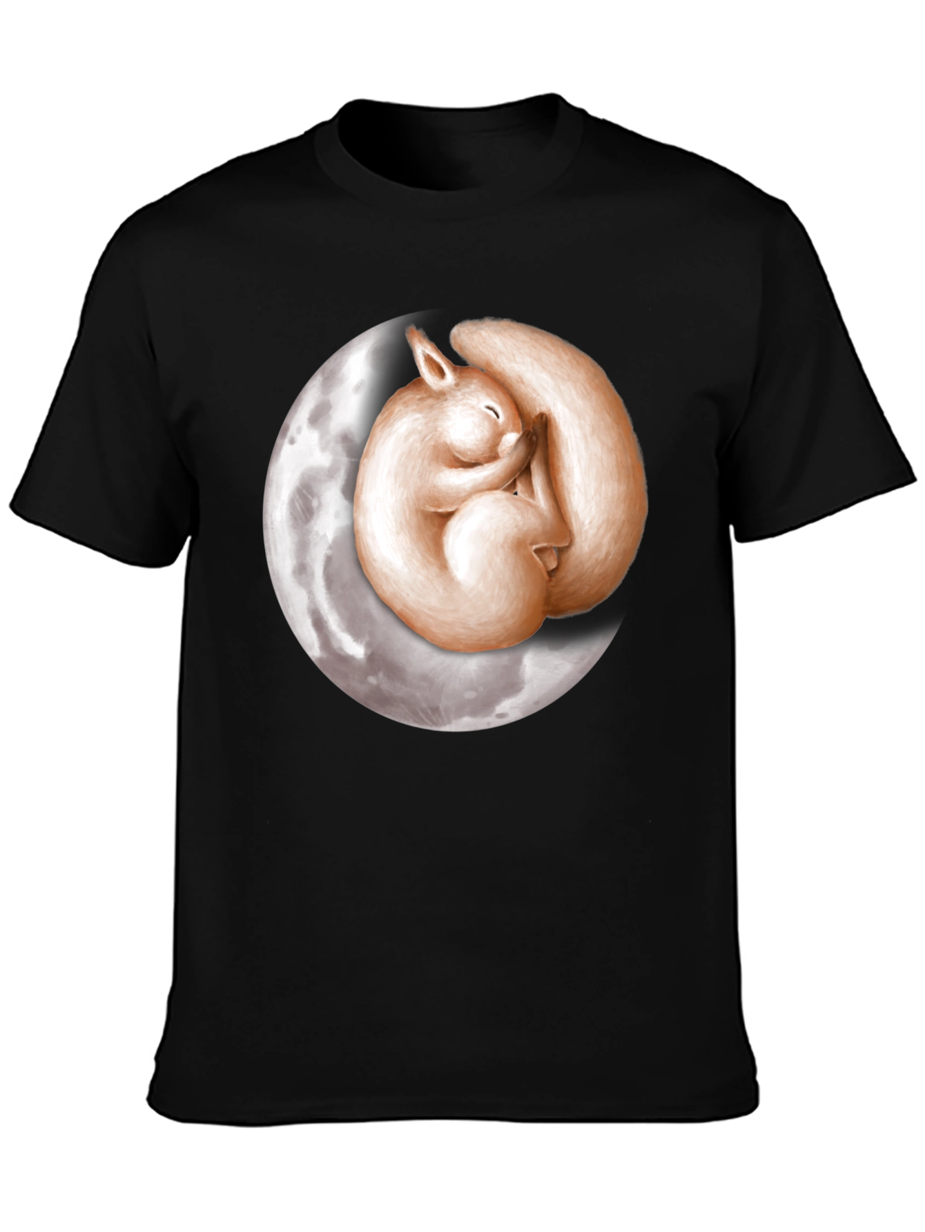 Black Dreamy Squirrel Moon Graphic T-Shirt - Black view 3