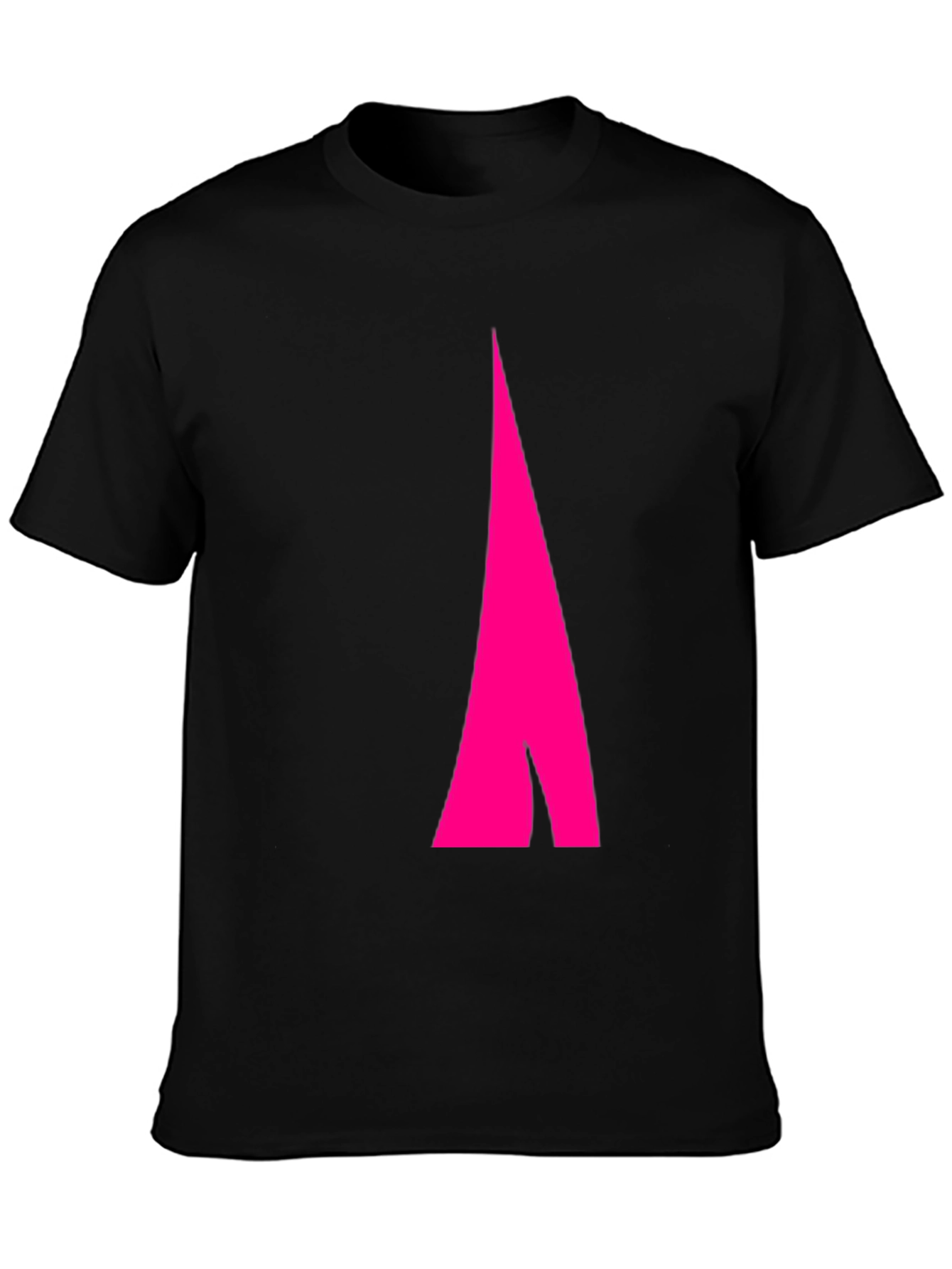 Black Men's Black Tee with Abstract Pink Arrow Design view 3