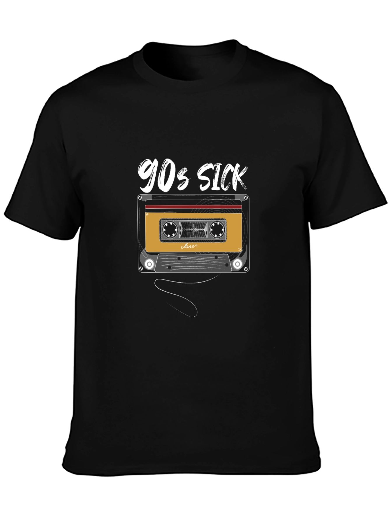 Black 90s Sick Cassette Tape Graphic Tee - Retro Style view 3