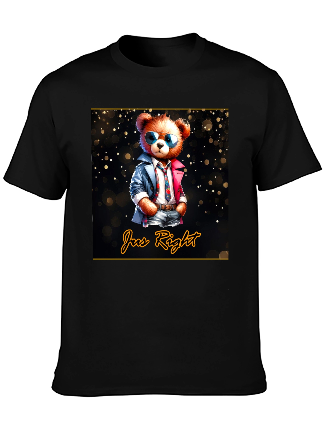 Black Cool Bear Graphic Tee - 'Jus Right' Style view 3