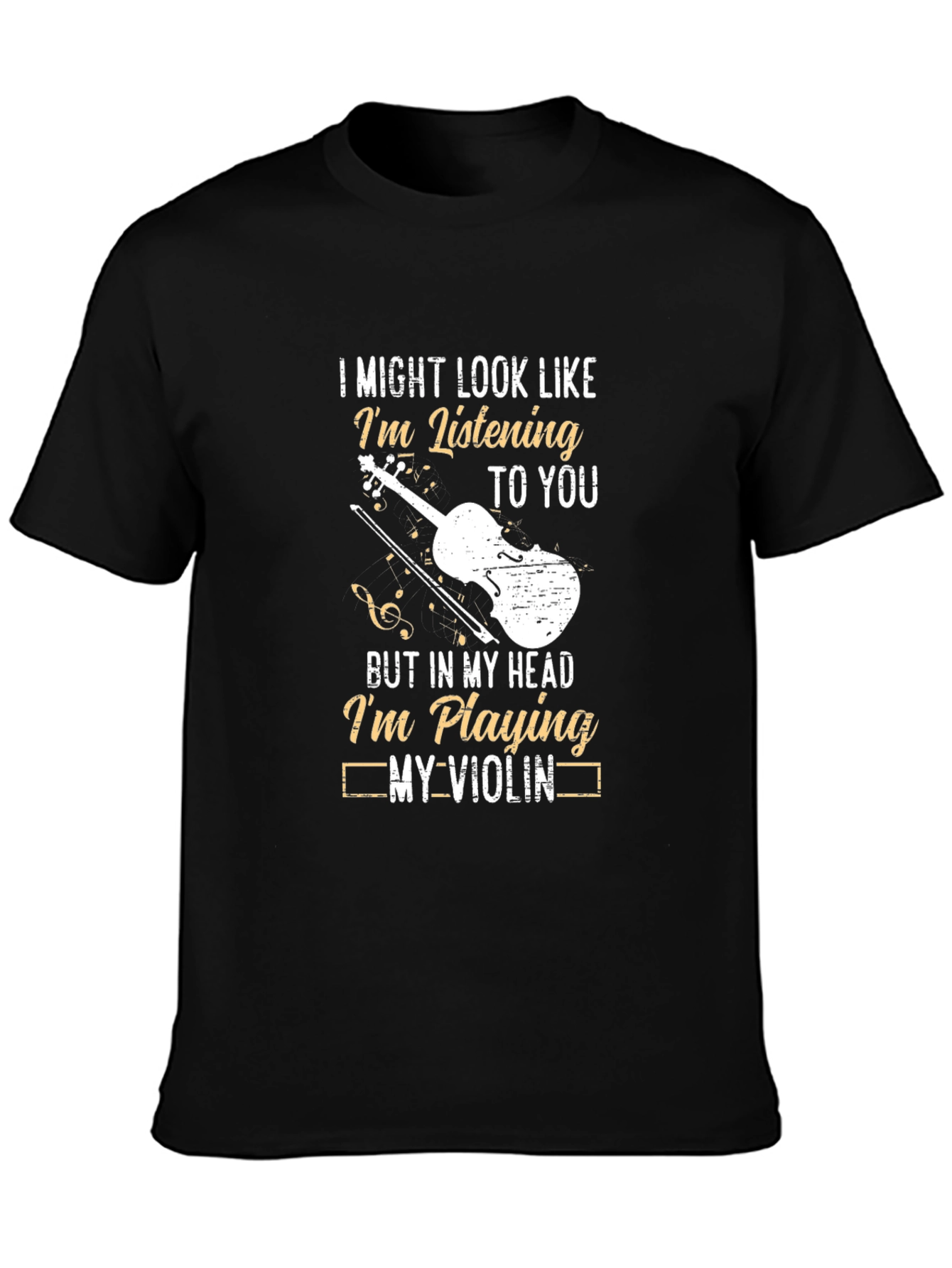 Black Violin Player Funny Graphic T-Shirt view 3