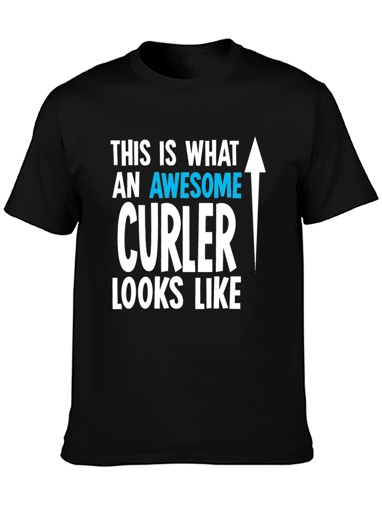 Black Awesome Curler T-Shirt | Curling Fan Tee view 3