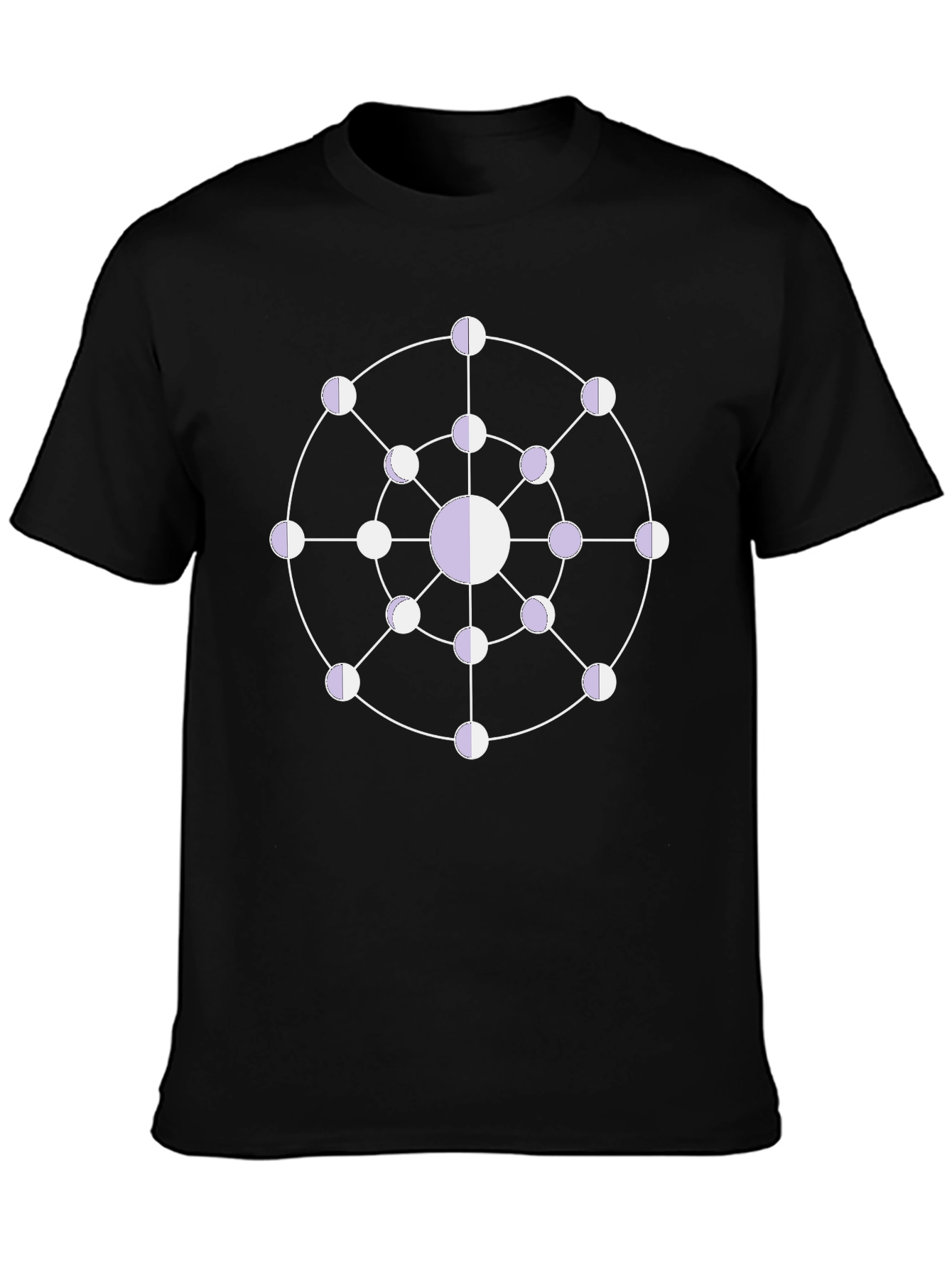 Black Geometric Moon Phase T-Shirt - Black view 3