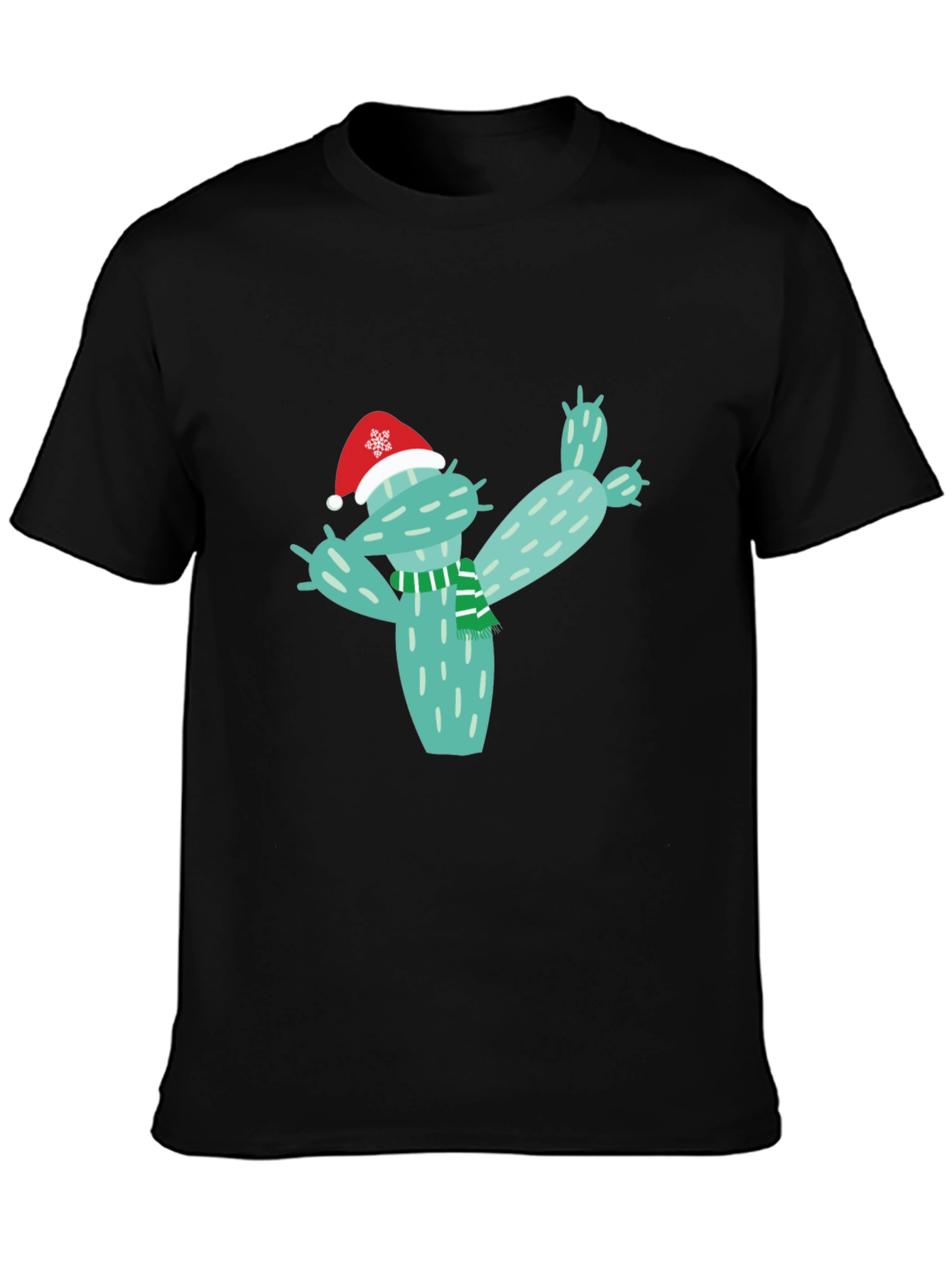 Black Festive Cactus T-Shirt - Holiday Cheer view 3