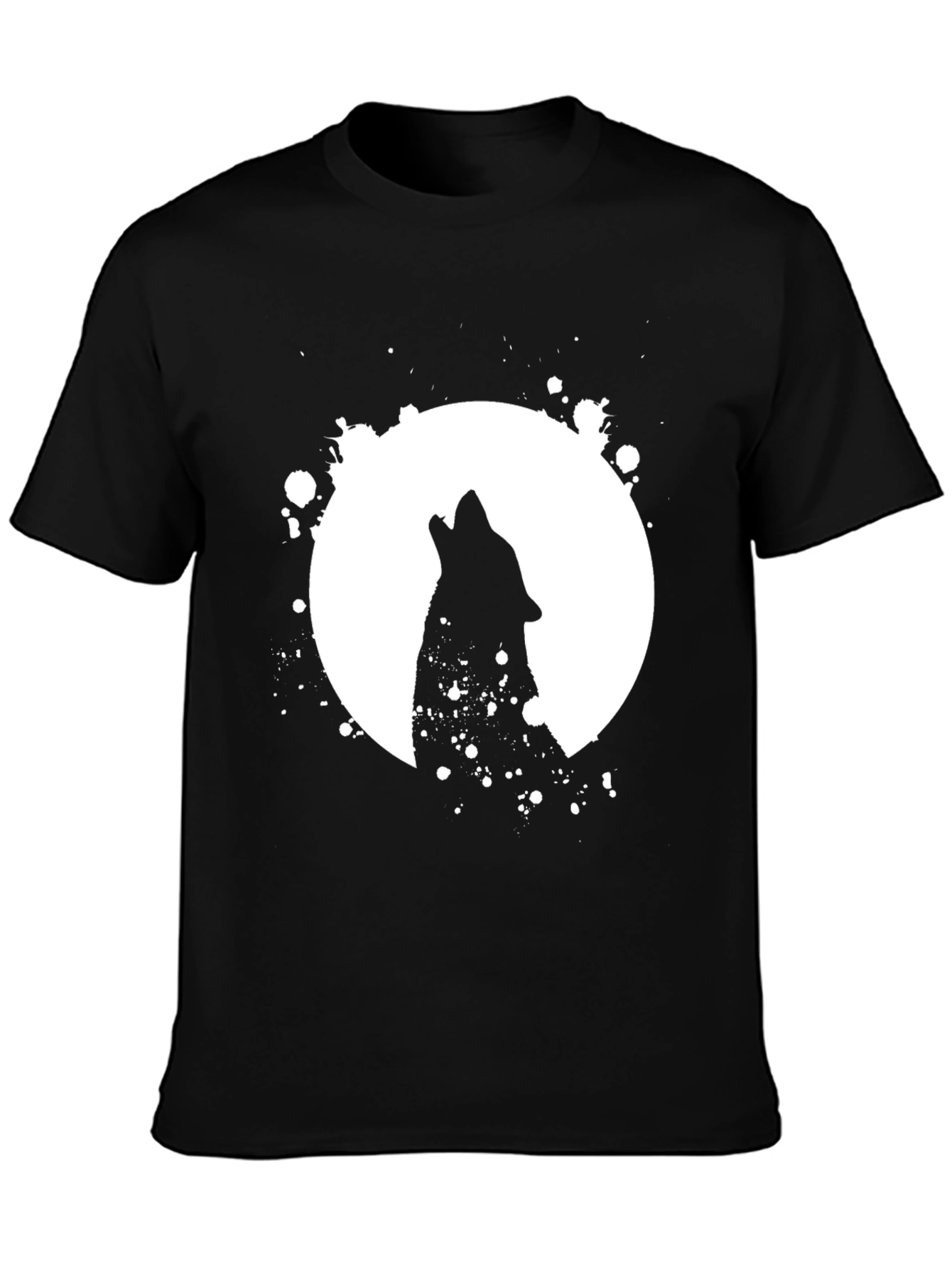 Black Wolf Moon Graphic Tee - Black Cotton Shirt view 3