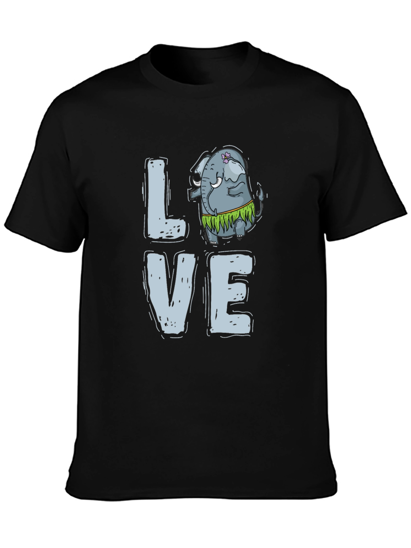 Black Love Elephant Hula Graphic Tee view 3
