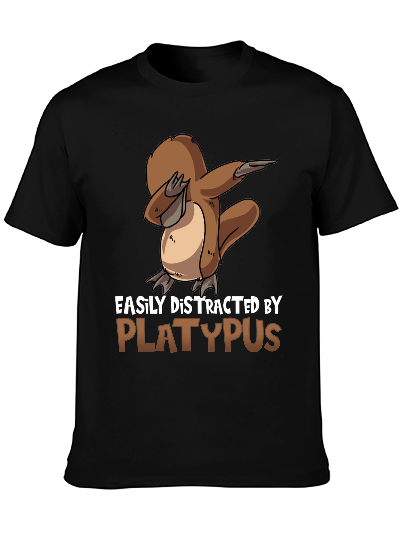 Black Easily Distracted By Platypus Black T-Shirt view 3