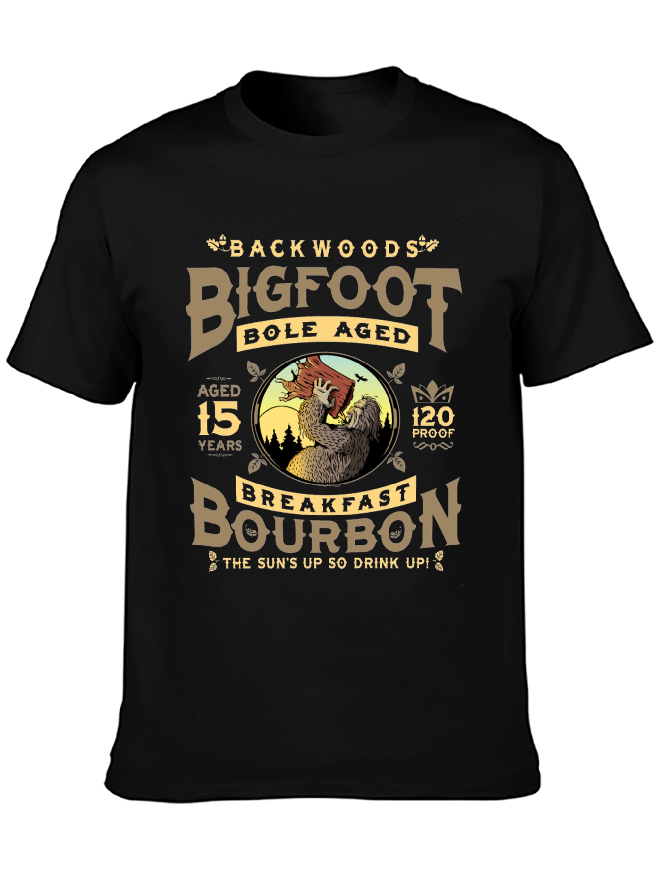 Black Backwoods Bigfoot Bourbon Black T-Shirt view 3