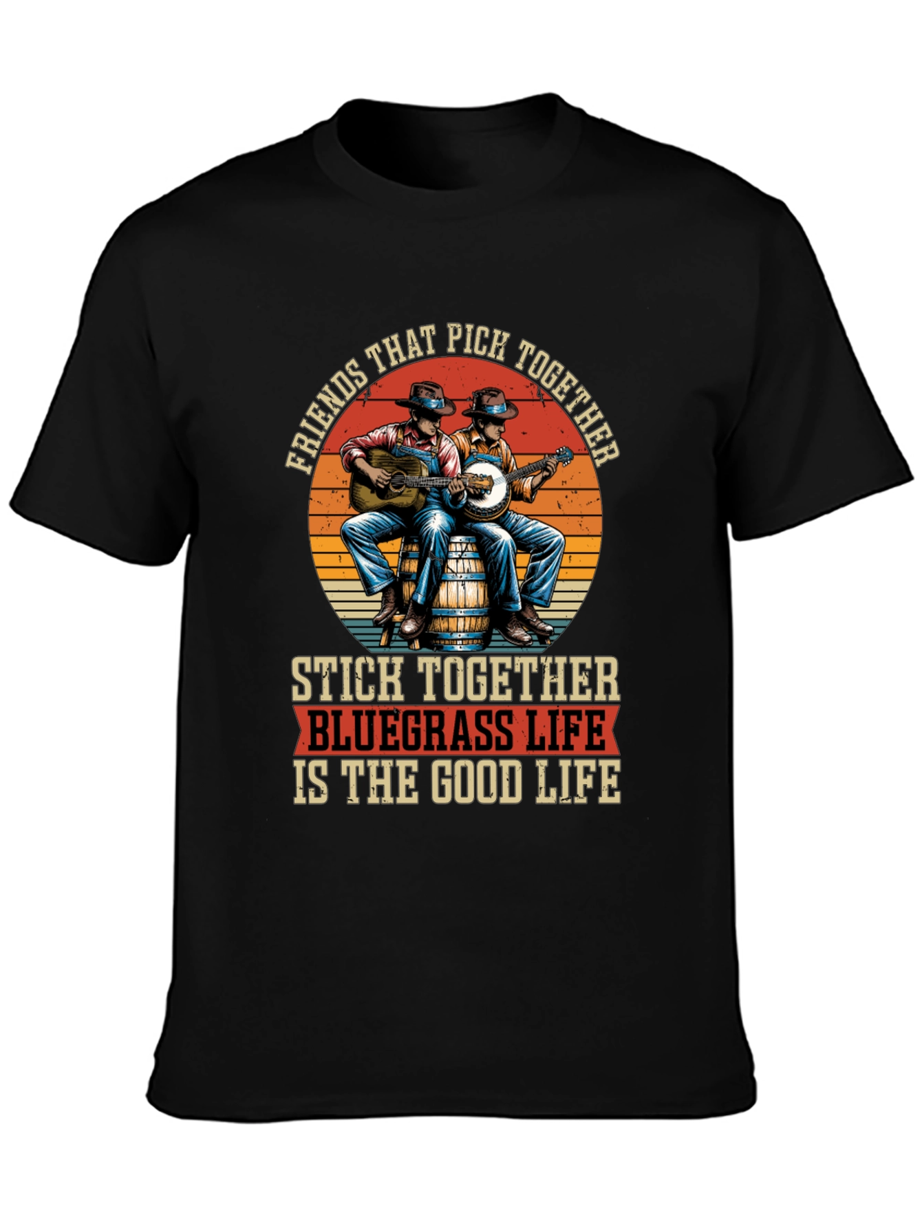 Black Bluegrass Life T-Shirt - Friends That Pick Together view 3