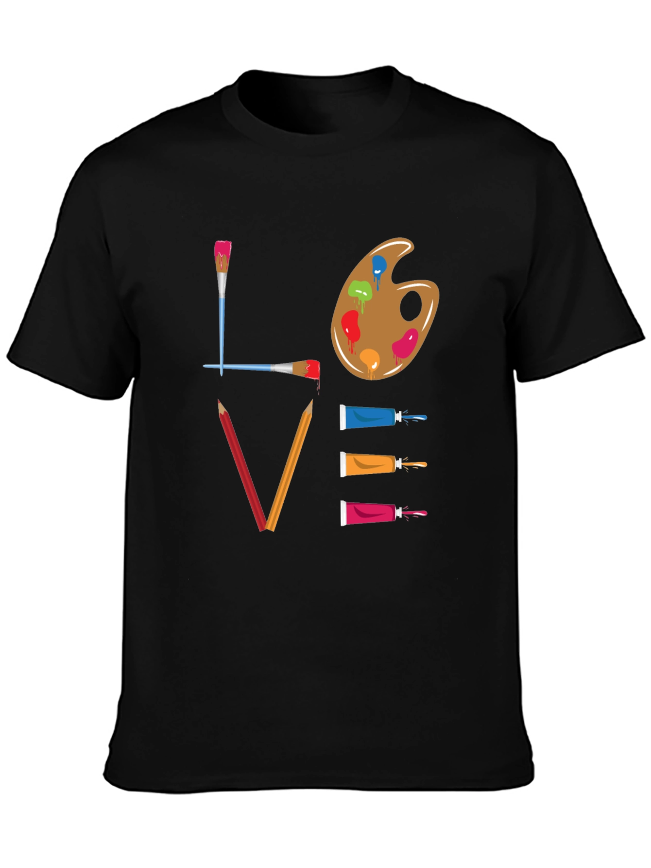 Black Love Art T-Shirt: Painter's Palette Design view 3