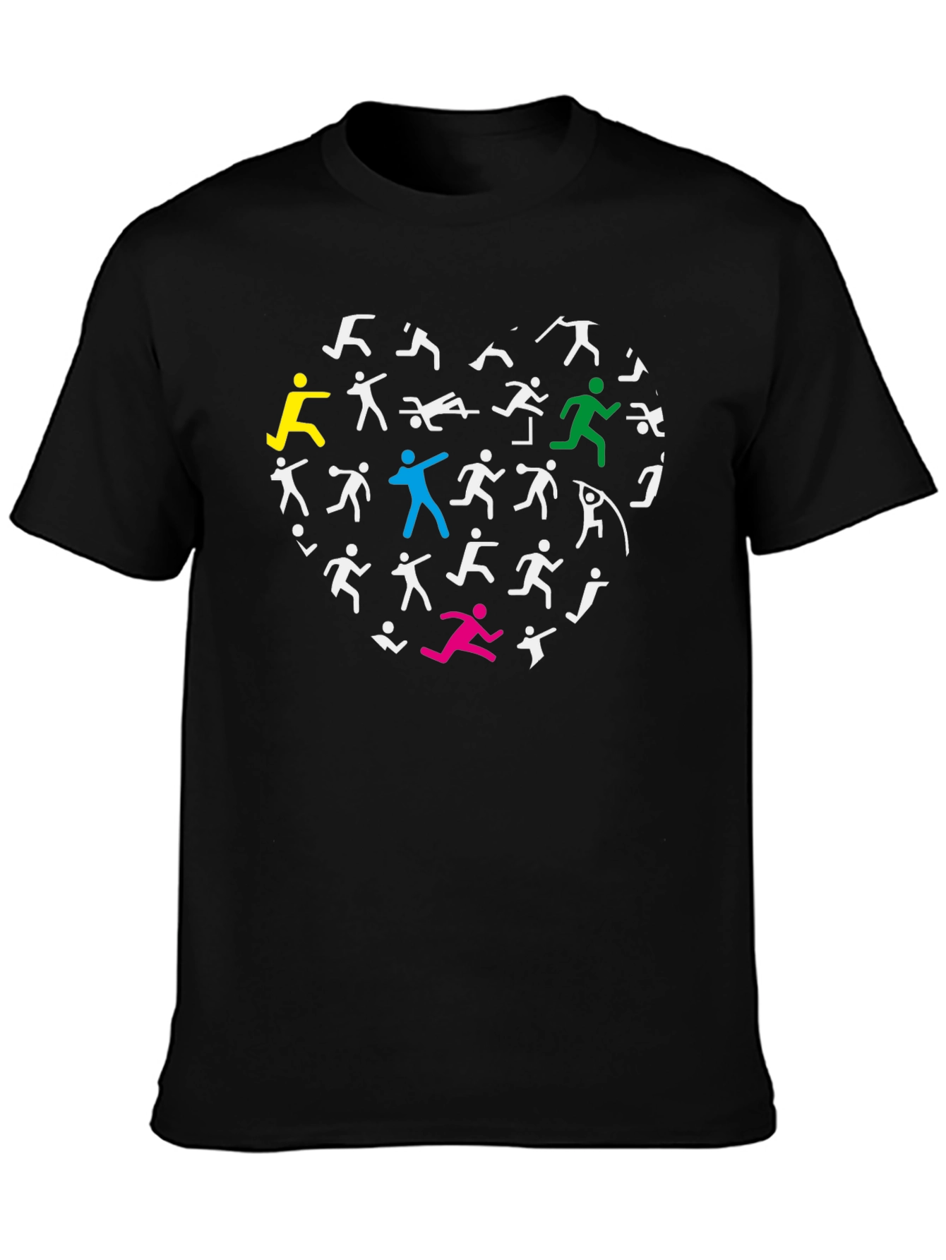 Black Athletic Heart Graphic T-Shirt - Black view 3