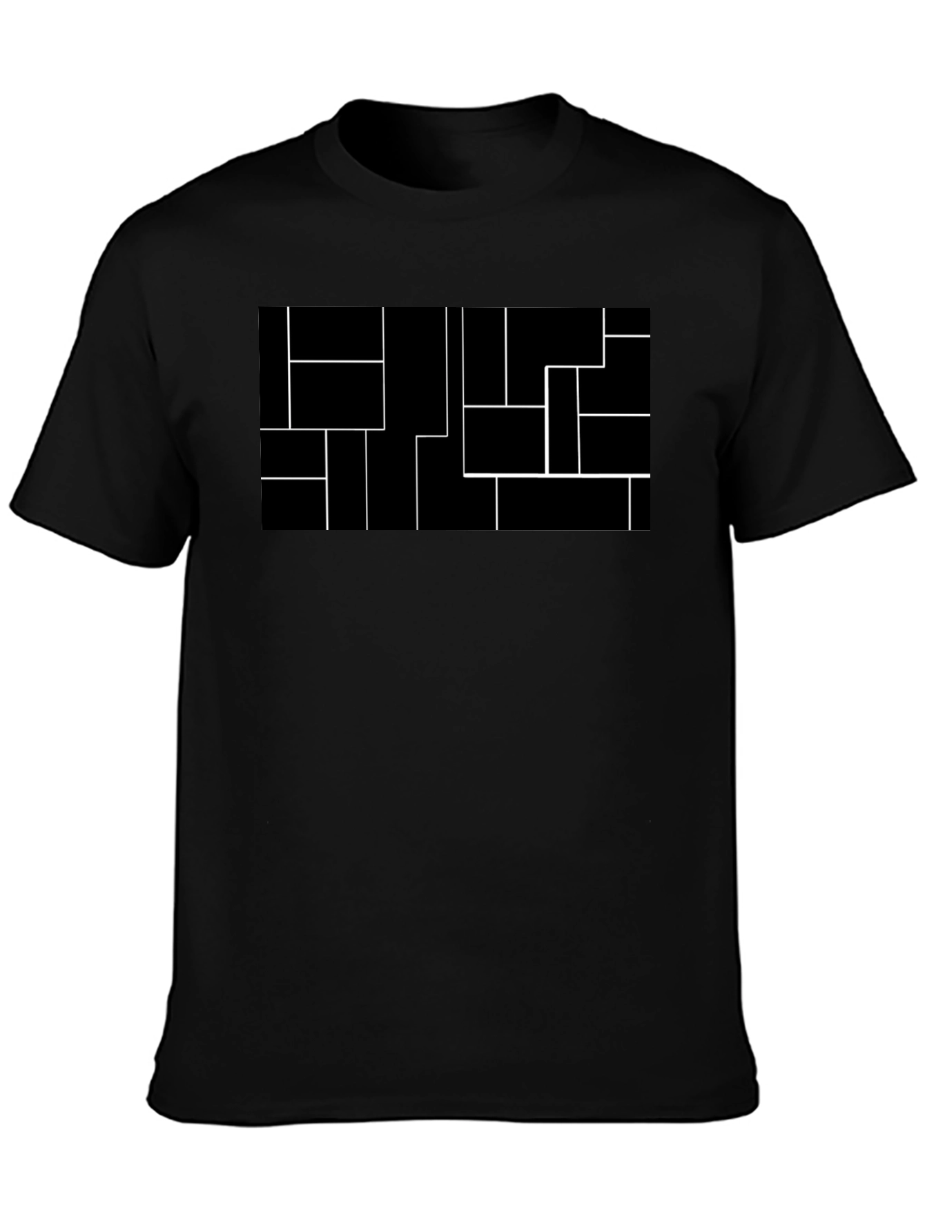 Black Modern Geometric Black Tee view 3