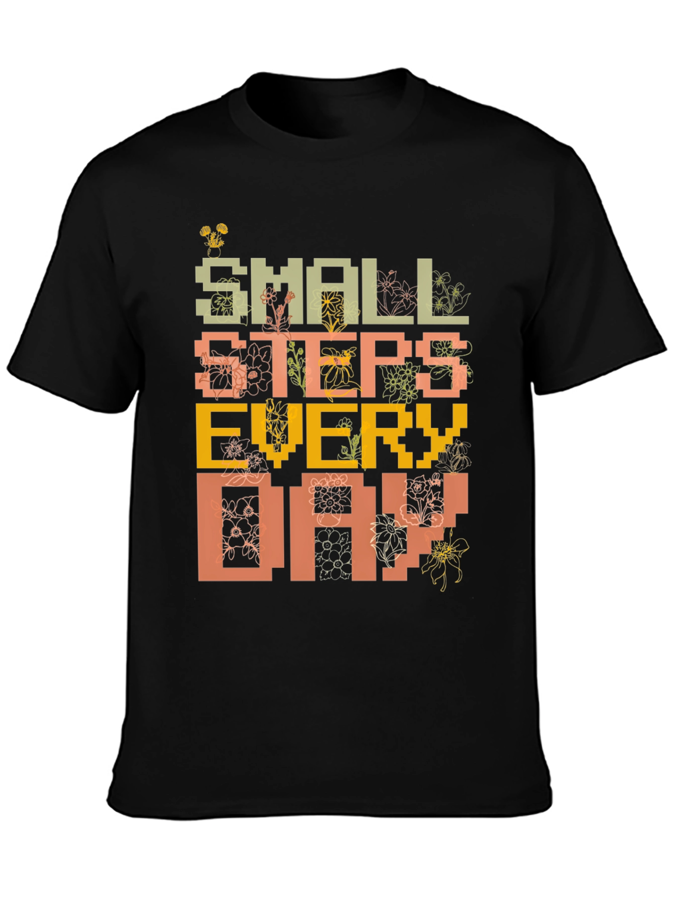 Black Small Steps Everyday Graphic Tee - Black view 3