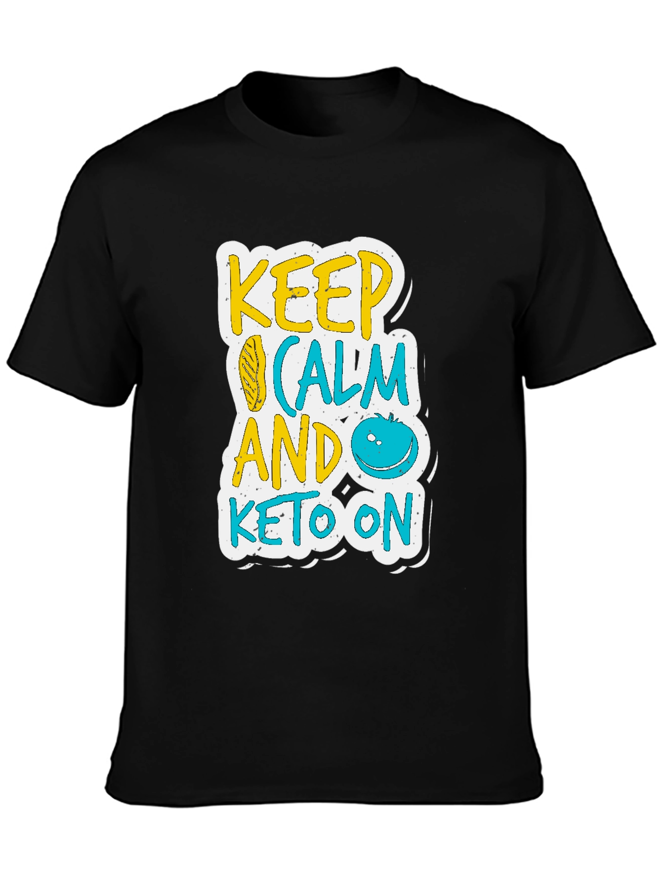 Black Keep Calm and Keto On Black T-Shirt view 3