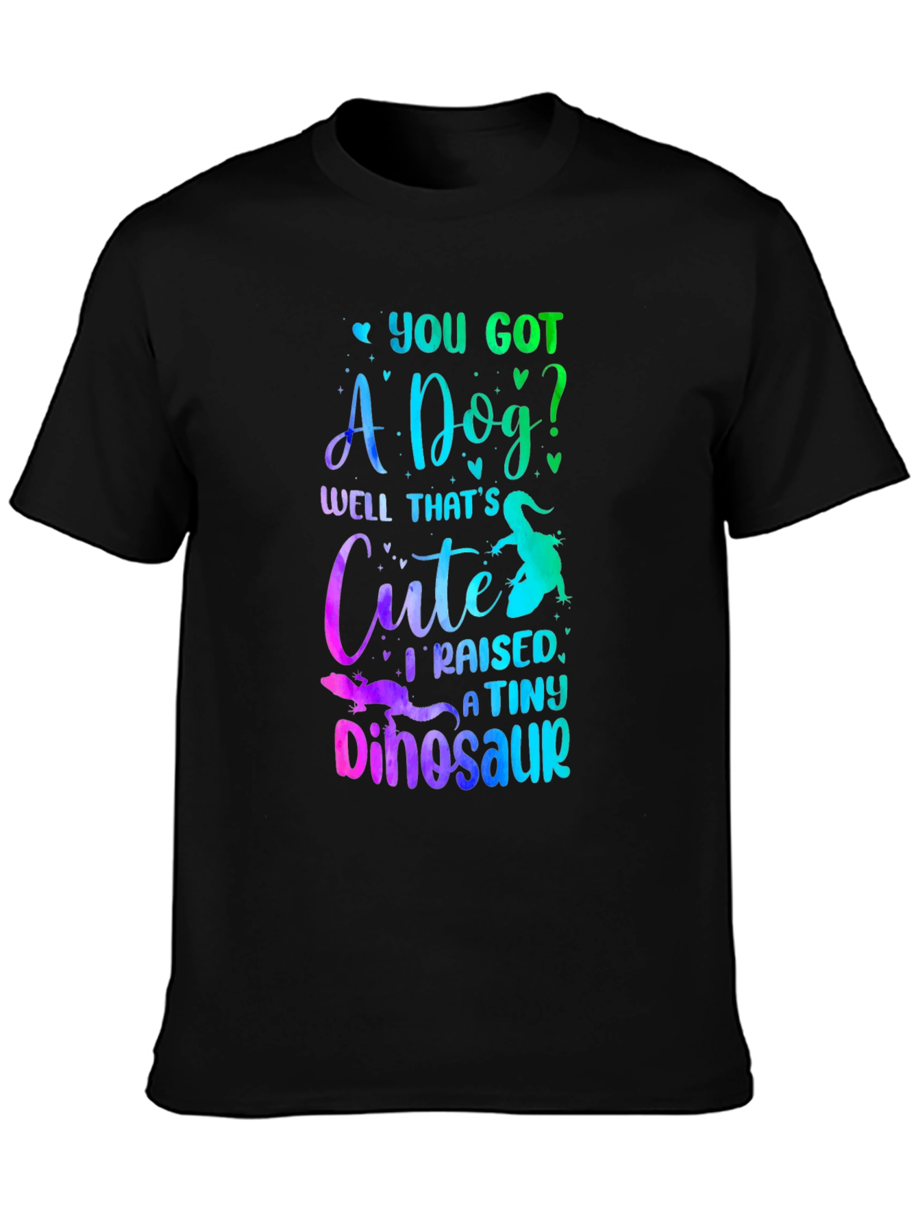 Black Funny Lizard Owner T-Shirt: I Raised a Tiny Dinosaur view 3