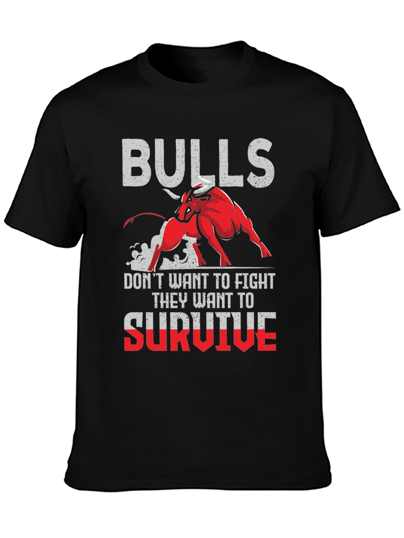 Black Bulls Graphic Print Black T-Shirt view 3