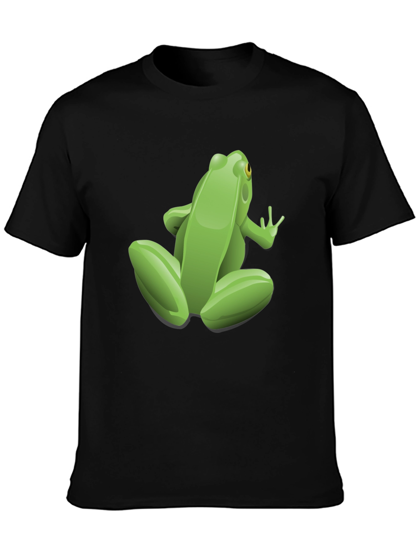 Black Green Frog Graphic Print Black T-Shirt view 3
