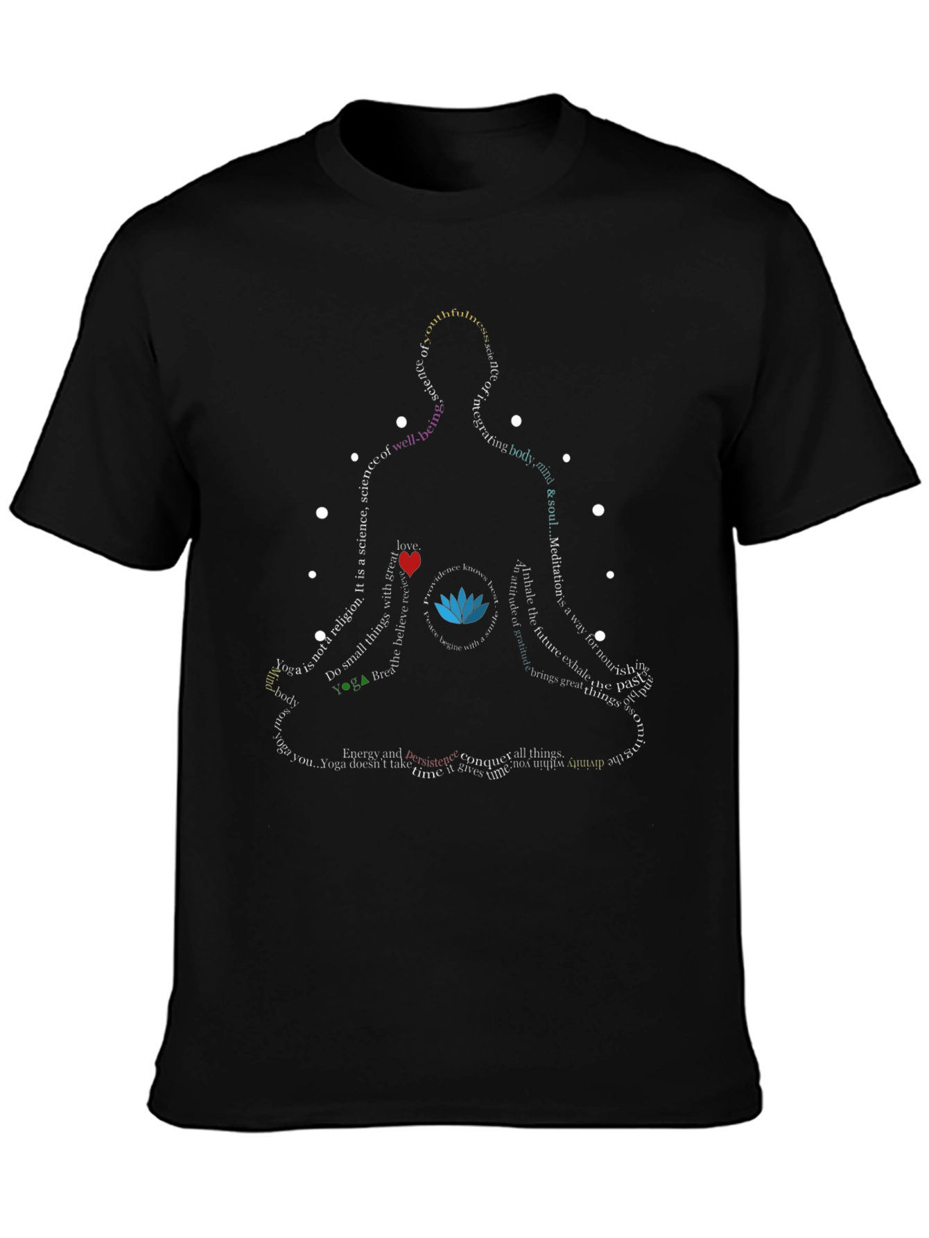 Black Yoga Silhouette Word Art T-Shirt - Meditate in Style! view 3