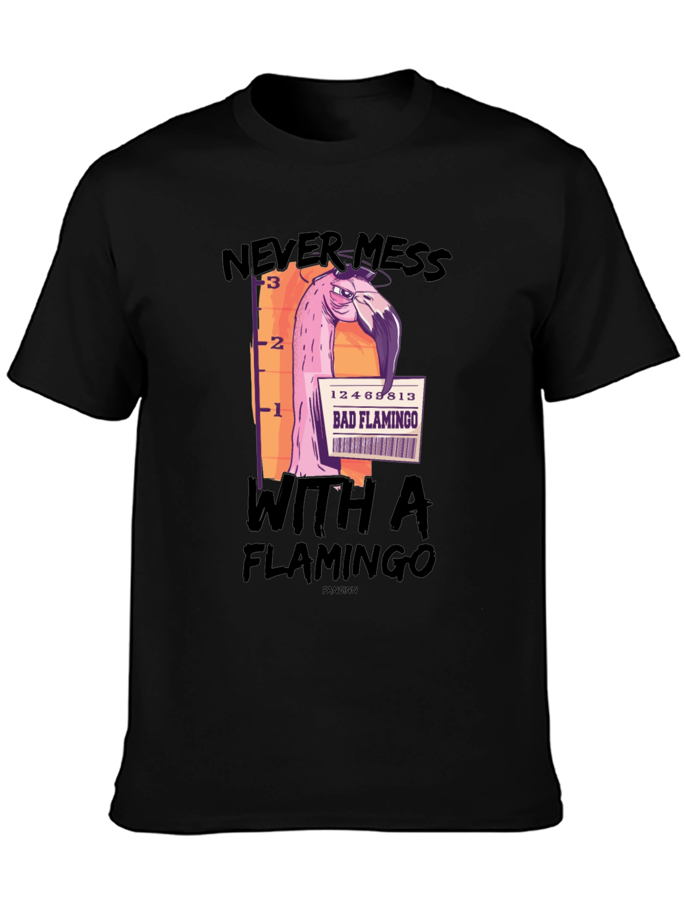 Black Bad Flamingo Graphic Tee - Mens Black T-Shirt view 3