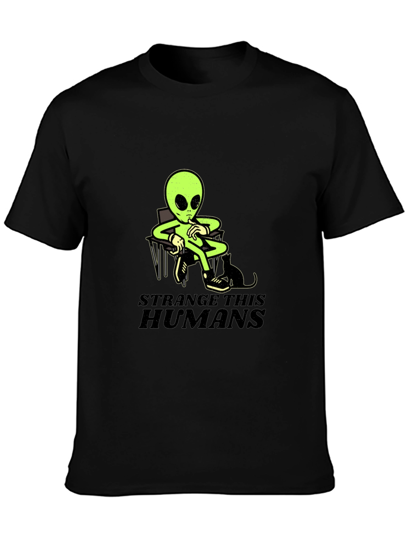 Black Strange This Humans Alien Black T-Shirt view 3