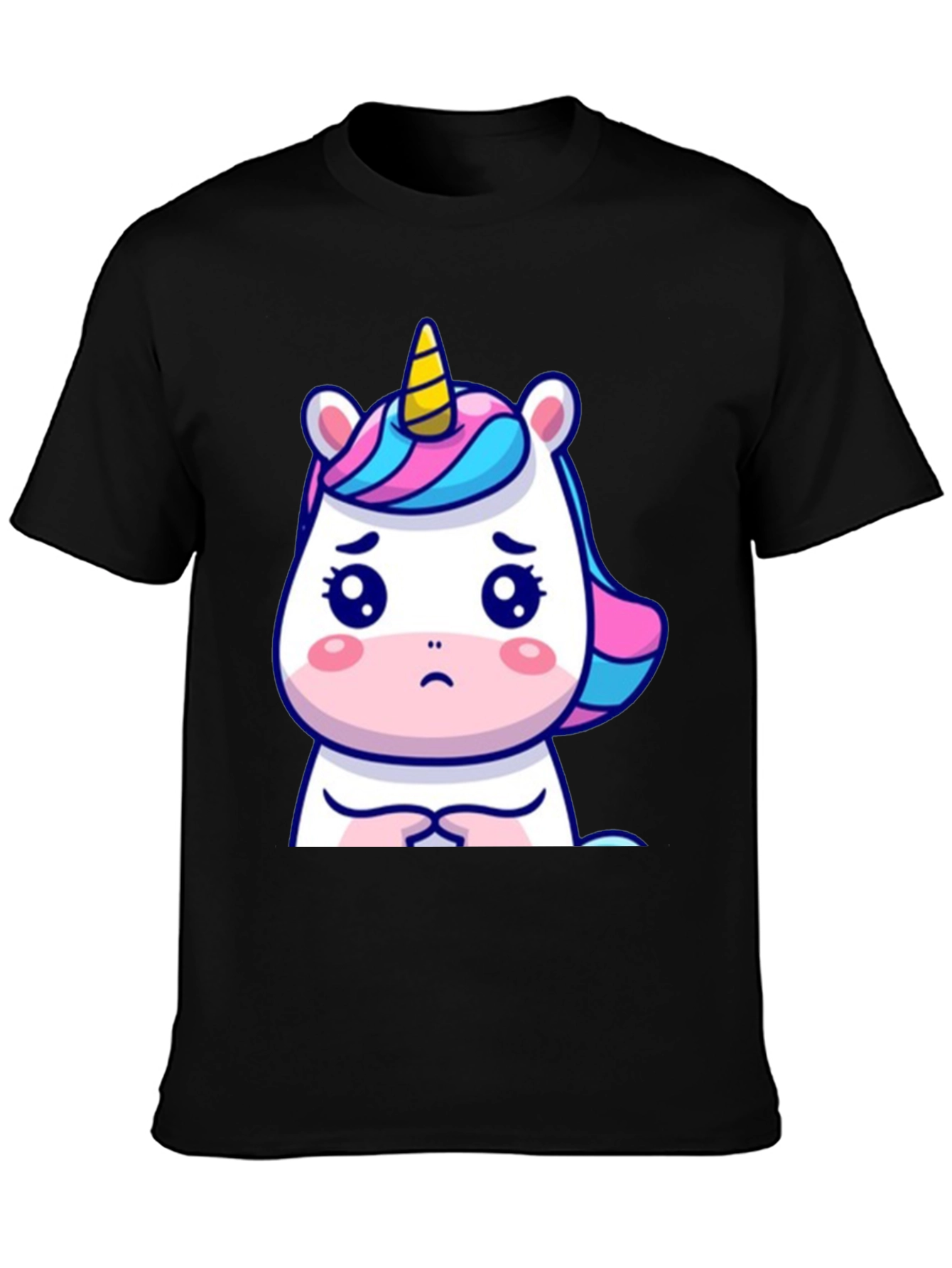 Black Sad Unicorn Graphic Tee - Black Cotton Comfort view 3
